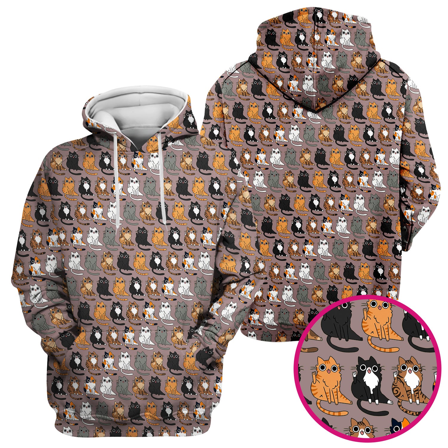 Cute Cartoon Cat Pattern Scrub Top, Comfortable Scrubs for Nurses