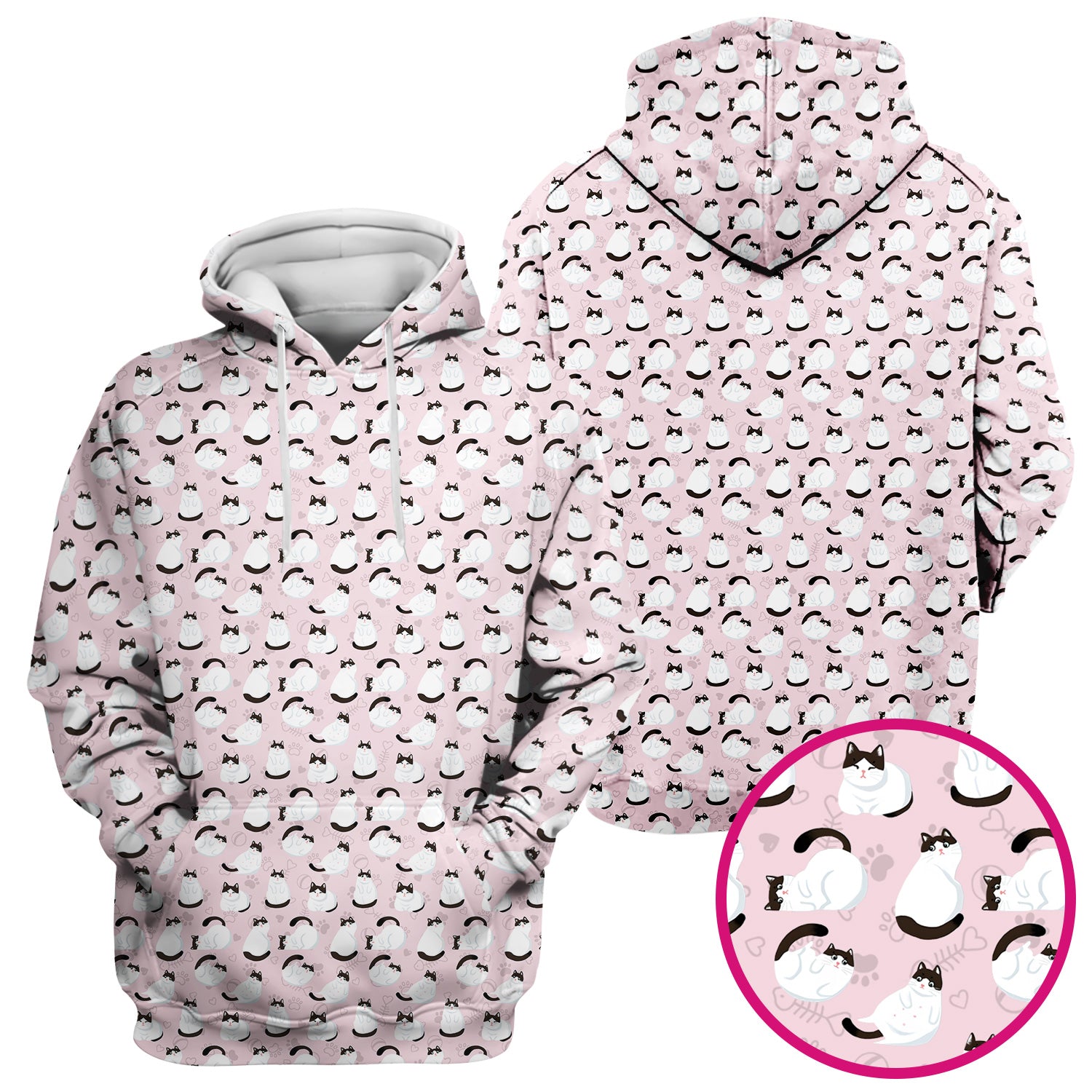 Cute Cat Pattern Medical Scrub Top, Breathable Fabrics Nursing Uniform
