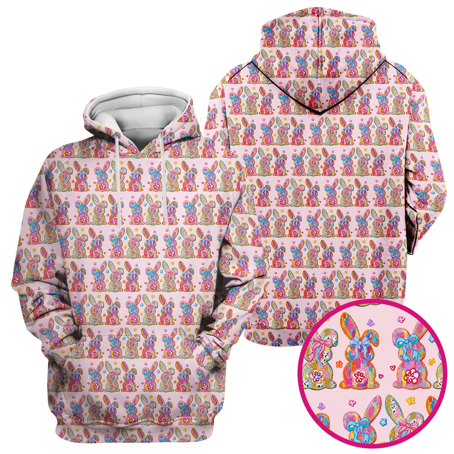 Cute Pastel Bunny Floral Pattern Scrub Top, Comfortable Scrubs for Nurses, Easter