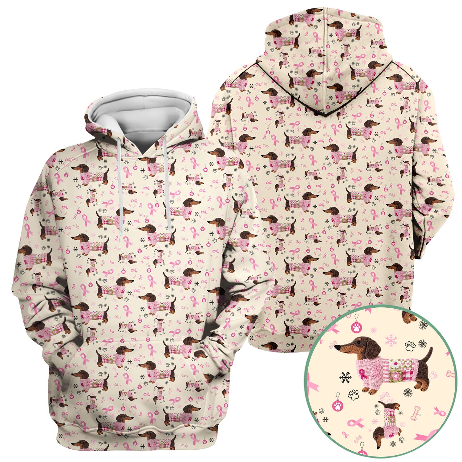 Pink Dachshund Breast Cancer Awareness Scrub Top - Puppy Dog Ribbon Nurse Shirt - Wiener Support Fight Cancer Medical Uniform Gift