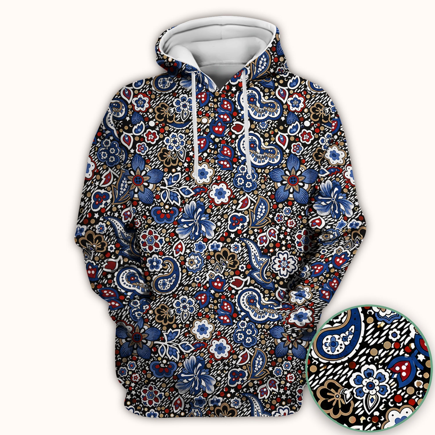Classic Paisley Floral Pattern Scrub Top, Comfortable Scrubs for Nurses