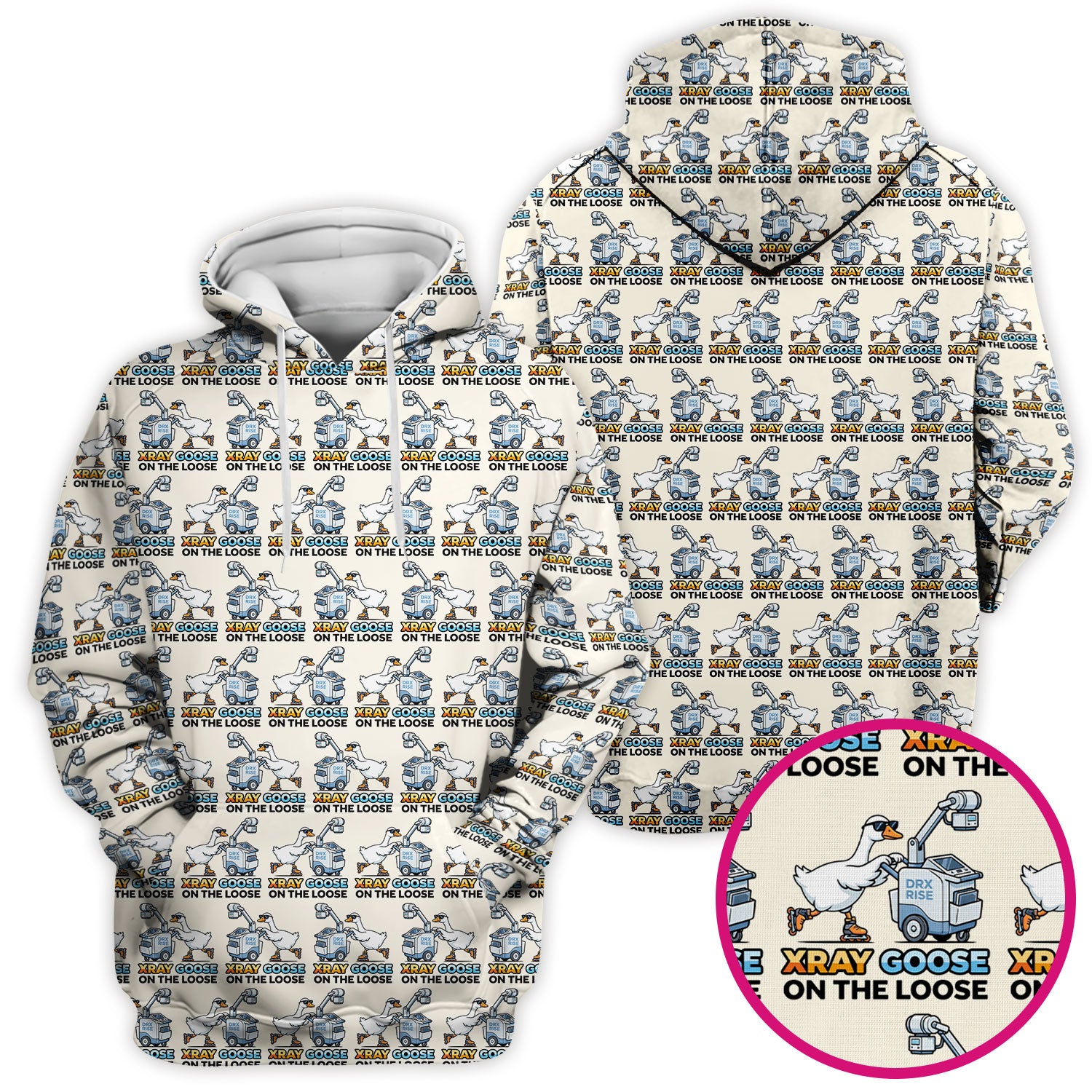 Funny Xray Goose On The Loose Pattern Scrub Top, Comfortable Scrubs for Nurses