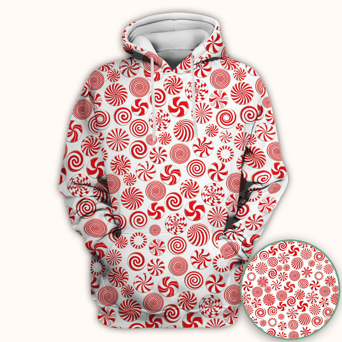 Christmas Peppermint Candy Pattern Scrub Top, Comfortable Scrubs for Nurses