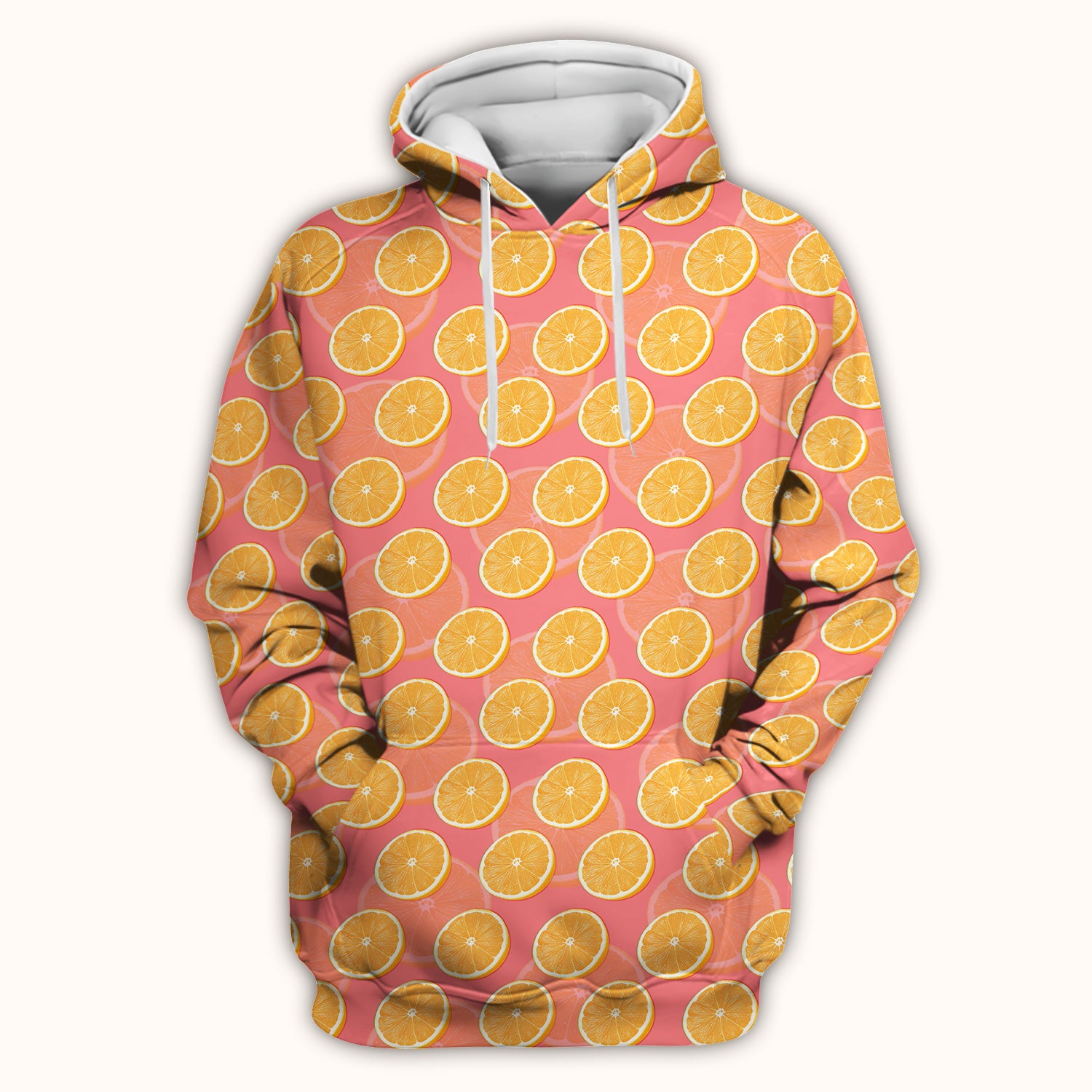 Fresh Orange Slice Pattern Scrub Top, Comfortable Scrubs For Nurses