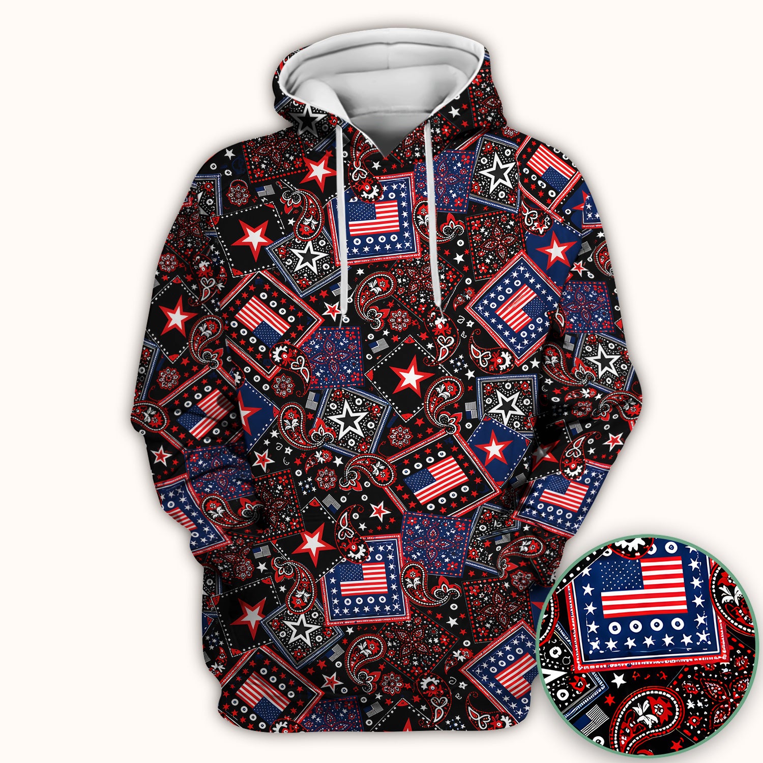 Patriotic Bandana With USA Flag Pattern Scrub Top, Comfortable Scrubs for Nurses