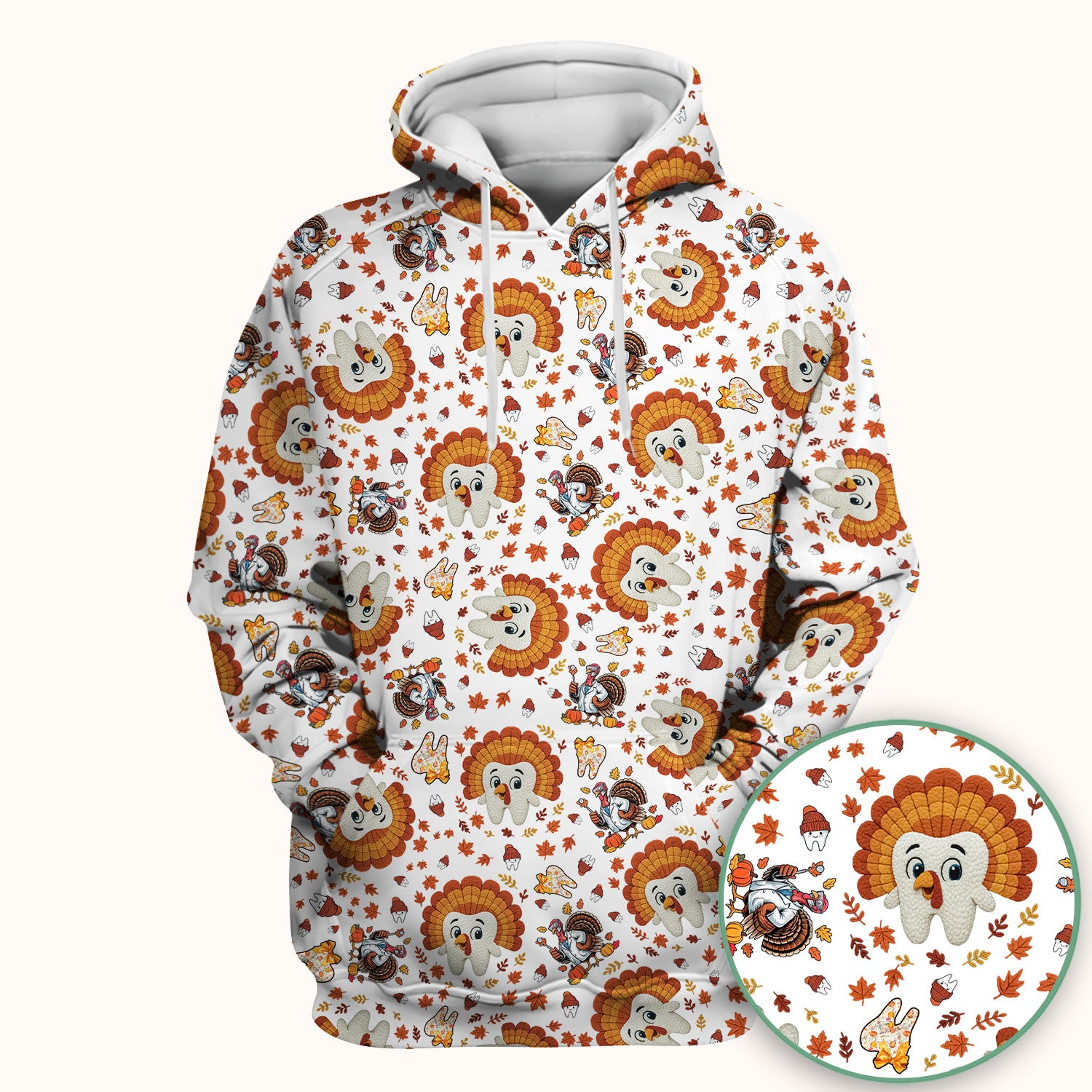 Funny Thanksgiving Tooth Scrub Top - Cute Turkey Dental Nurse Shirt - Fall Medical Uniform for Hygienists & Nurses