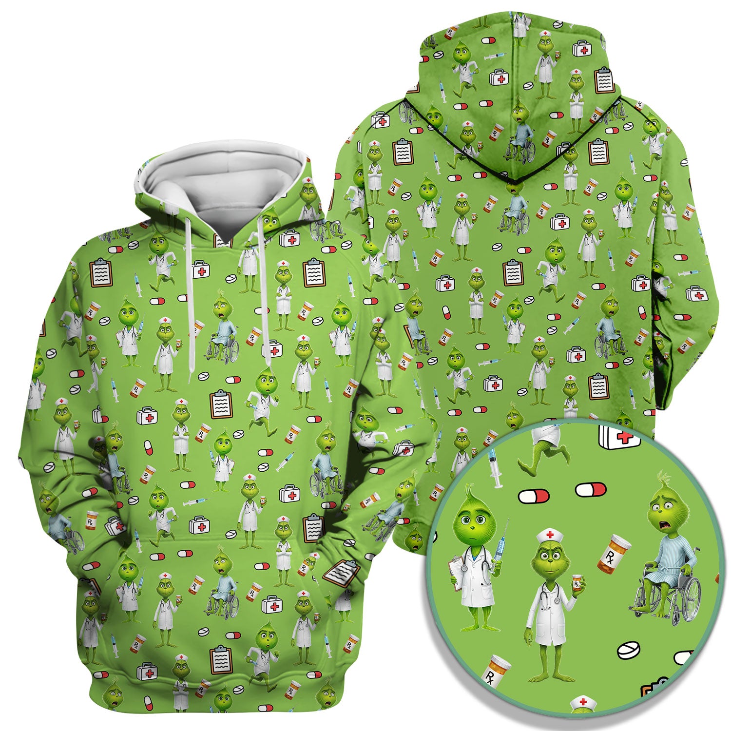 Funny Grinch Scrub Top - Christmas Medical Uniform for Women - Funny Holiday Nursing Gift for RN LPN CNA