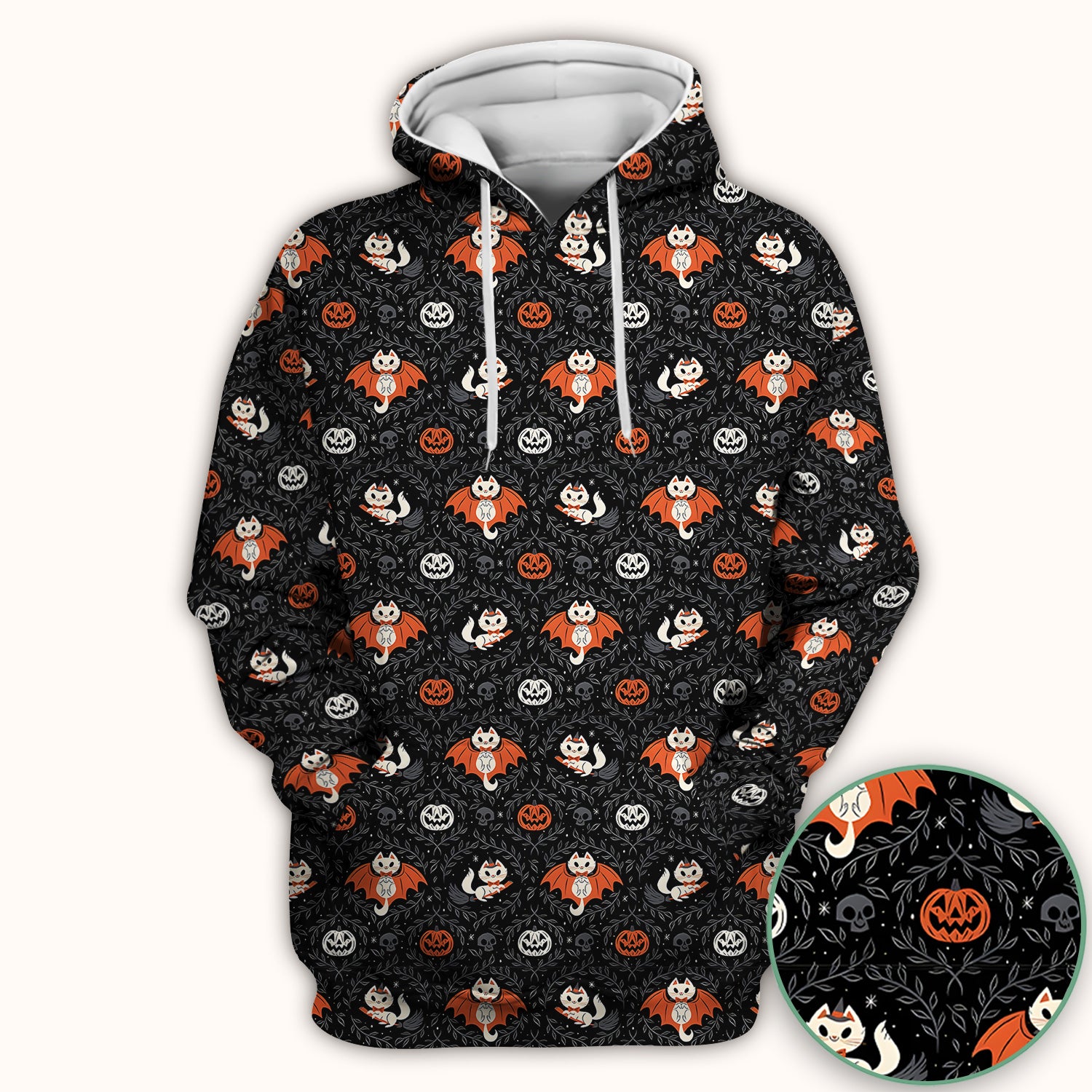 Cute Halloween Vampire Cat Pattern Scrub Top, Comfortable Scrubs for Nurses