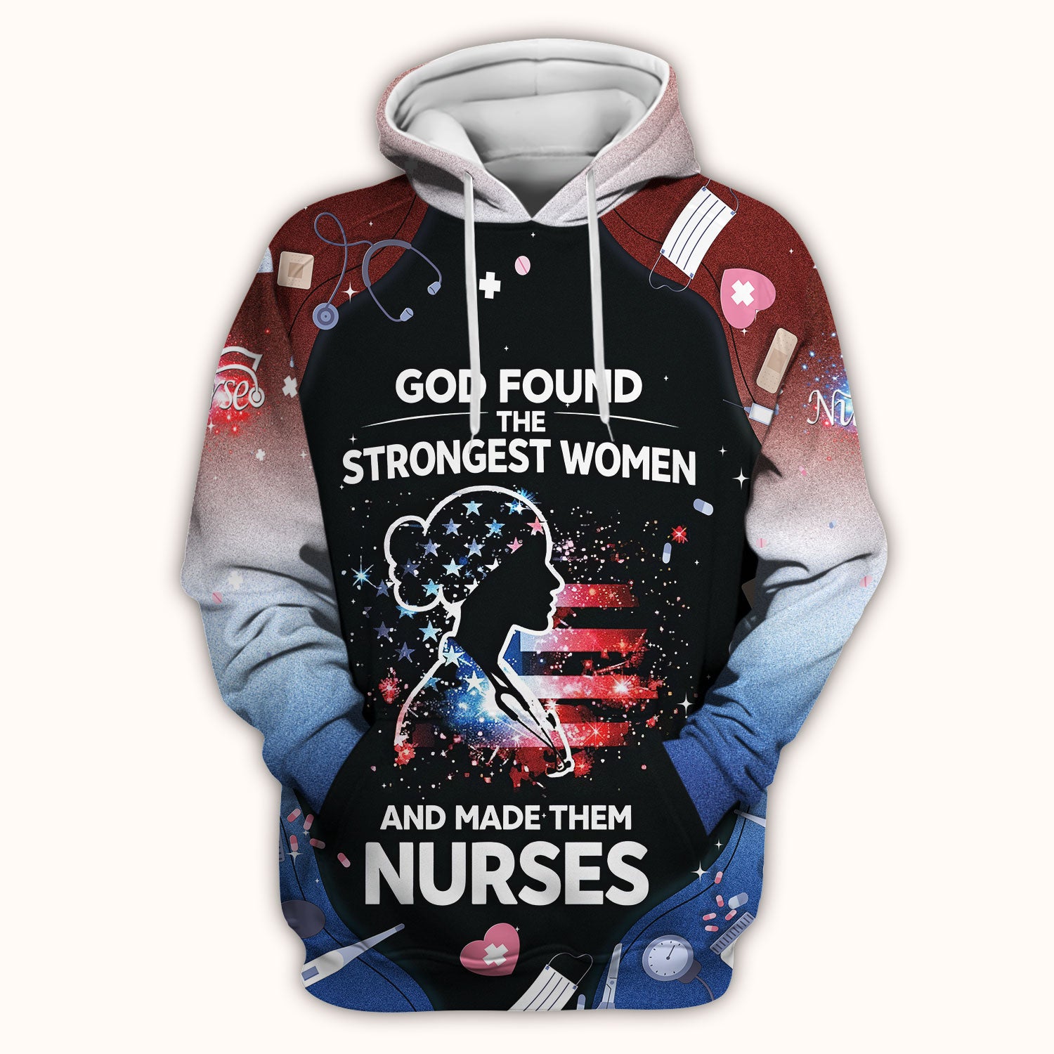 God Found the Strongest Women Nurse Scrub Top, Breathable Fabrics Nursing Uniform