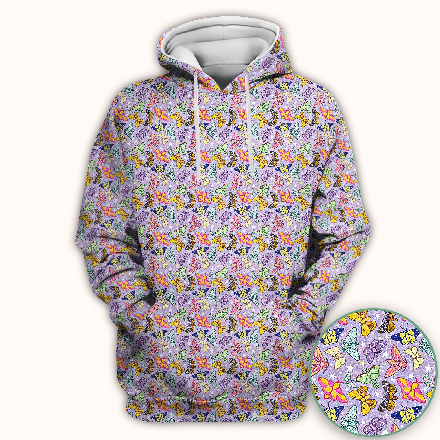 Colorful Butterfly Pattern Scrub Top, Breathable Fabrics Nursing Uniform