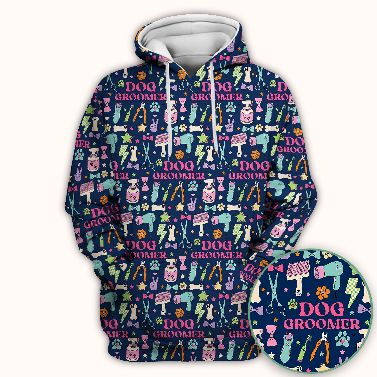 Dog Groomer Tools Pattern Nursing Scrub Top, Comfortable Scrubs for Nurses