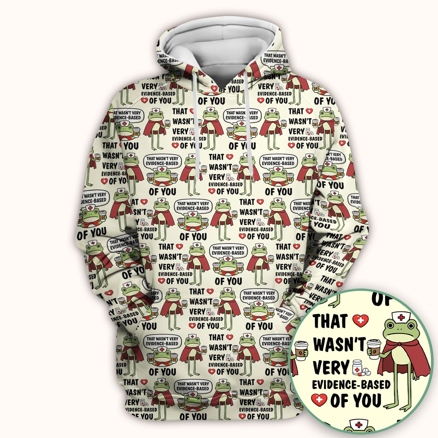 Funny Frog Nurse Quote Medical Pattern Scrub Top, Breathable Fabrics Nursing Uniform