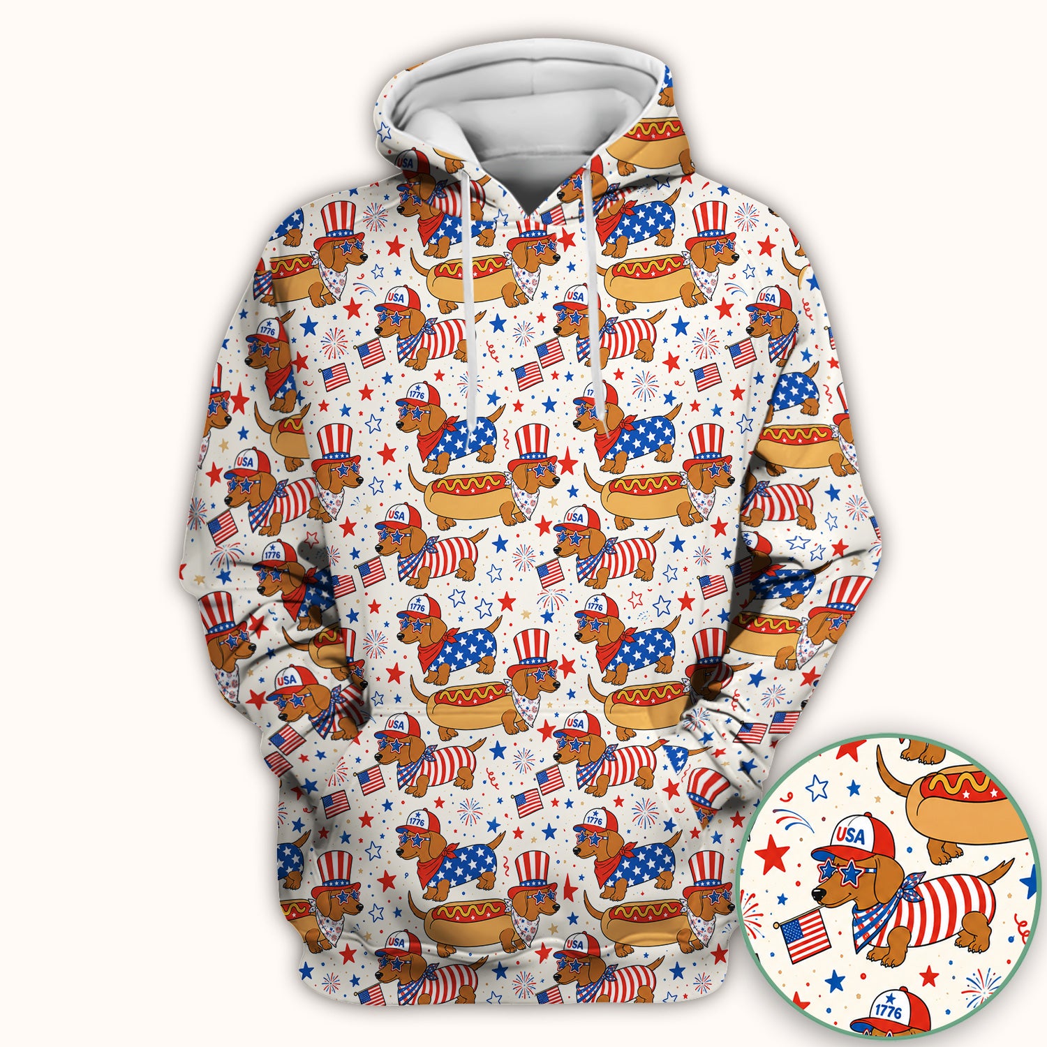 Patriotic Dachshund Fourth Of July Scrub Top, Comfortable Scrubs for Nurses