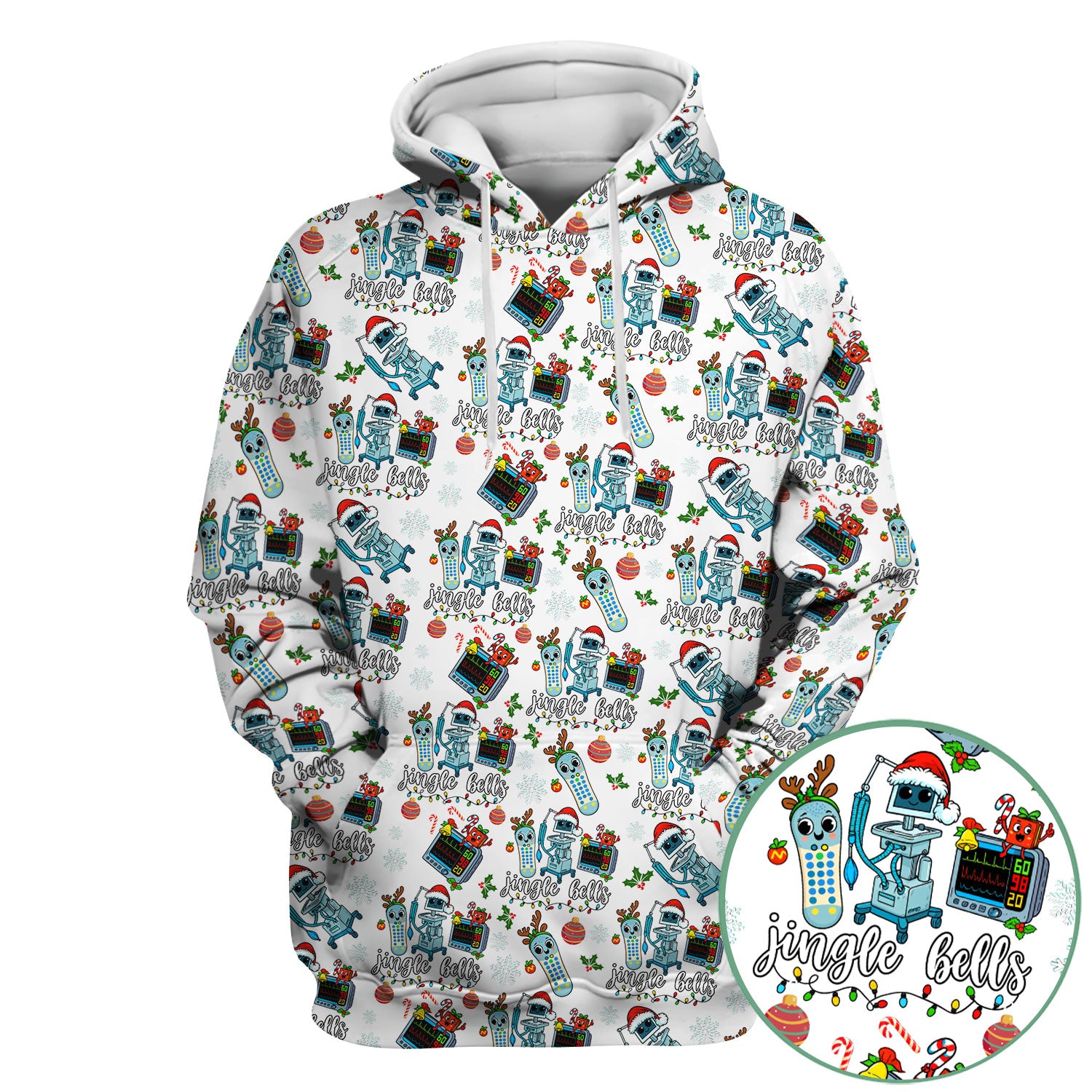 Jingle Bells Christmas Scrub Top - Funny Xmas Scrubs for Nurses - Breathable Fabrics Nursing Uniform for RN CNA LPN