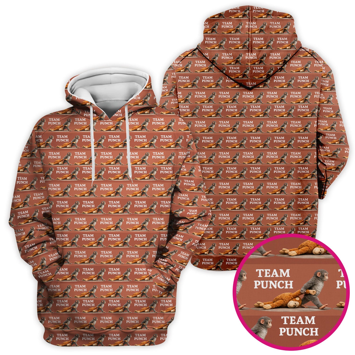 Team Punch Playful Monkey Graphic Pattern Scrubs Top, Comfortable Scrubs for Nurses