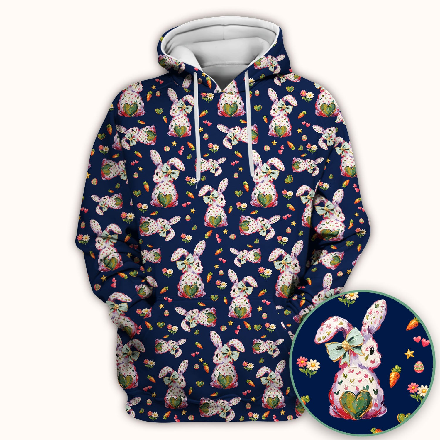 Cute Pastel Bunny Easter Pattern Scrub Top, Comfortable Scrubs for Nurses