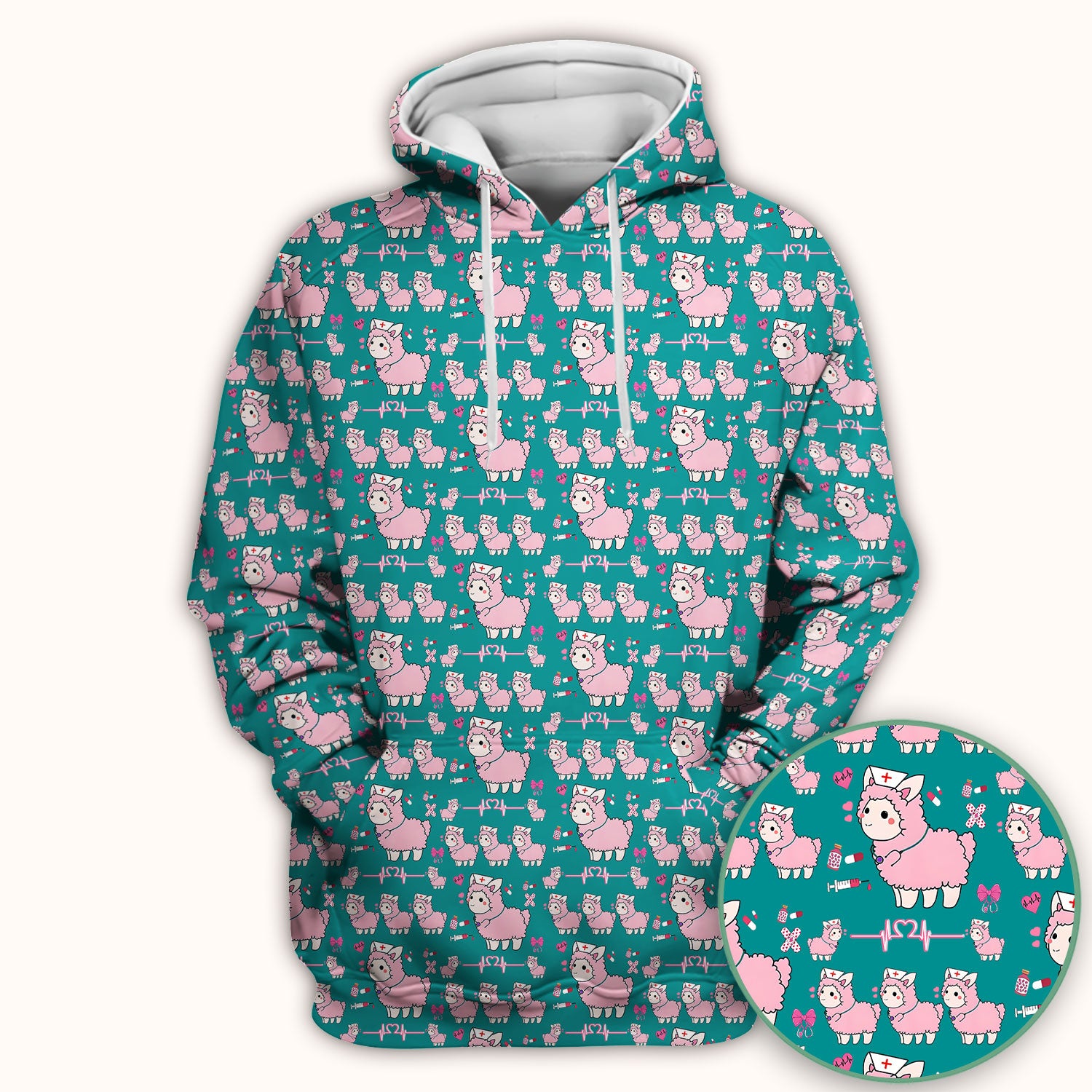Llama Ain't Got Time For Your Drama Scrub Top, Funny Pattern Scrub Shirt, Breathable Fabrics Nursing Uniform