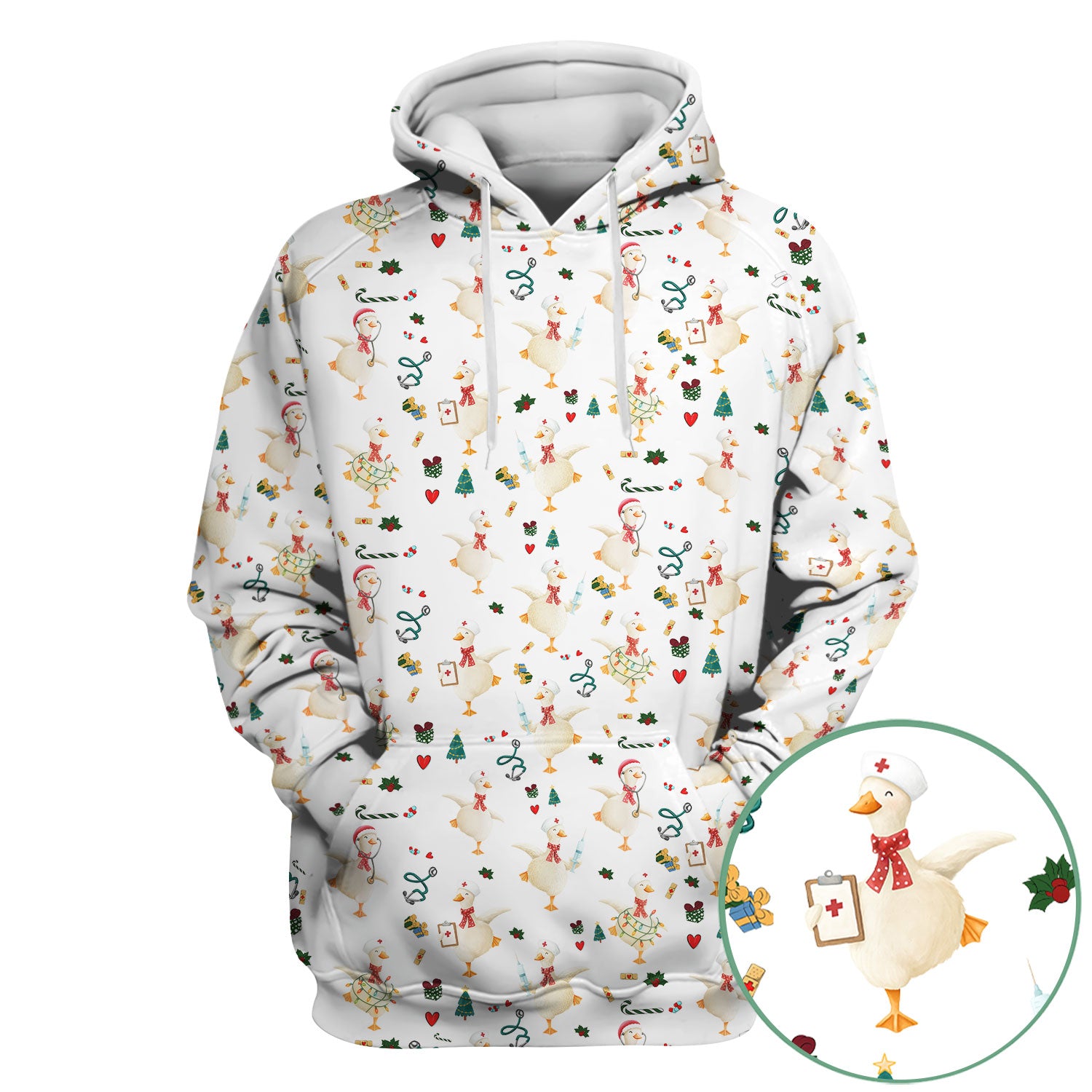 Funny Christmas Goose Scrub Top - Holiday Nurse Shirt for Women - Cute Medical Uniform Xmas Gift for RN CNA LPN Nursing Student
