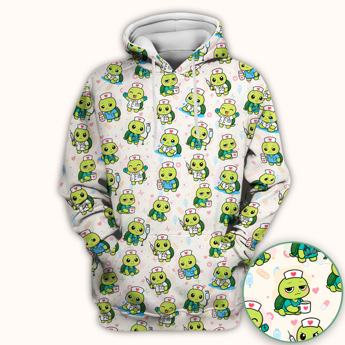 Cute Nurse Turtle Medical Icons Scrub Top, Comfortable Scrubs for Nicu Nurses