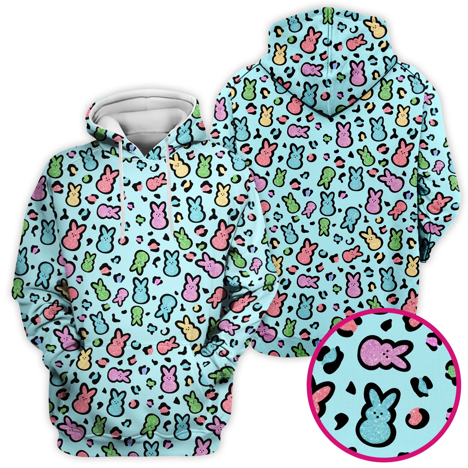 Cute Easter Bunny Pastel Pattern Scrub Top, Comfortable Scrubs for Nurses