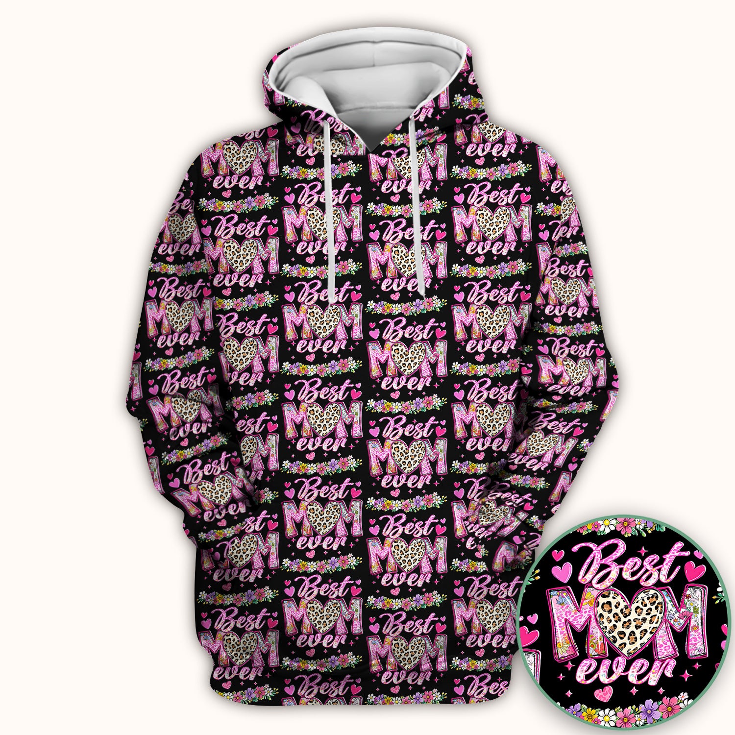 Best Mom Ever Leopard Heart Floral Pattern Scrub Top, Comfortable Scrubs for Nurses
