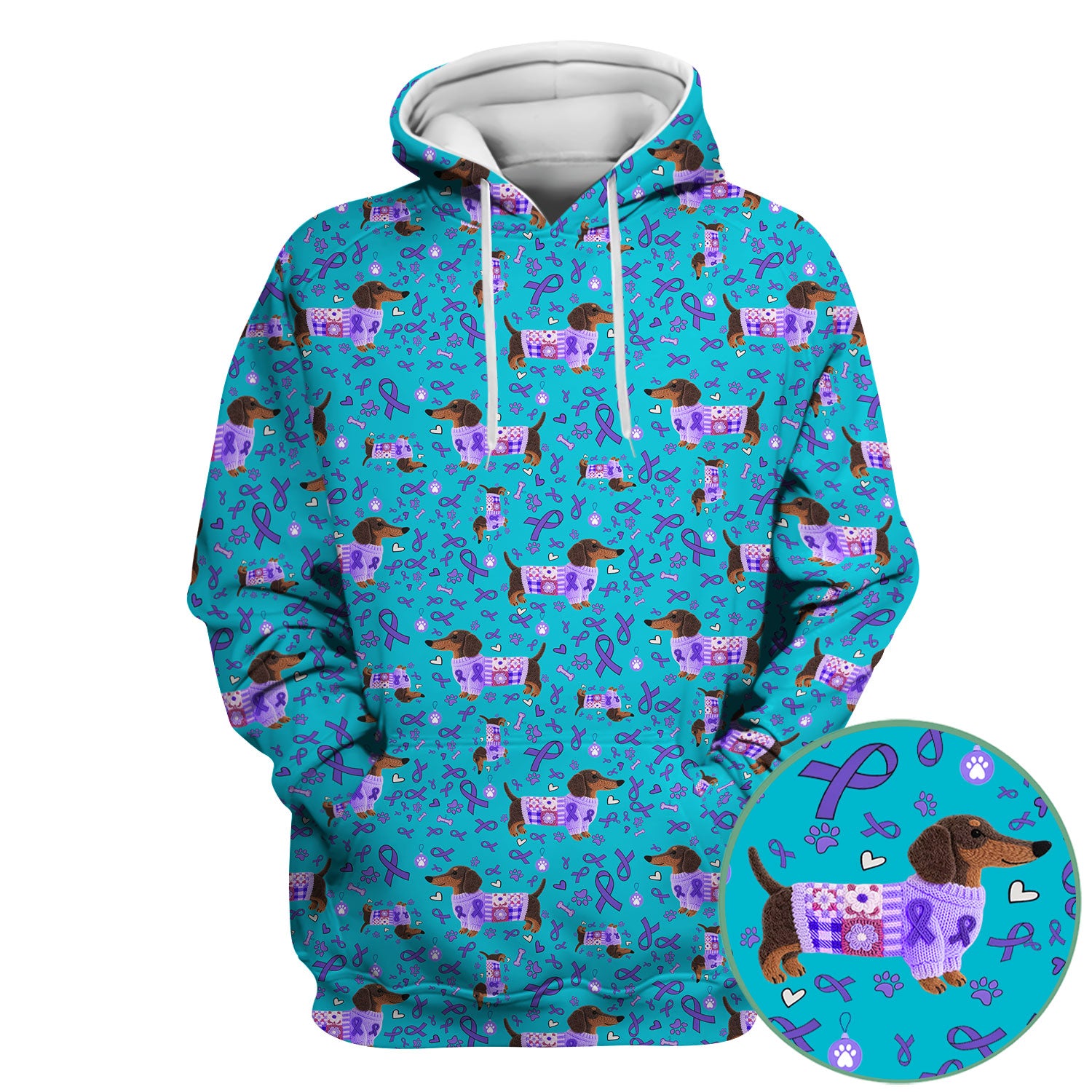 Wiener Dog Purple Ribbon Cancer Awareness Scrub - Breathable Fabrics Nursing Uniform - Comfortable Scrubs for Nurses