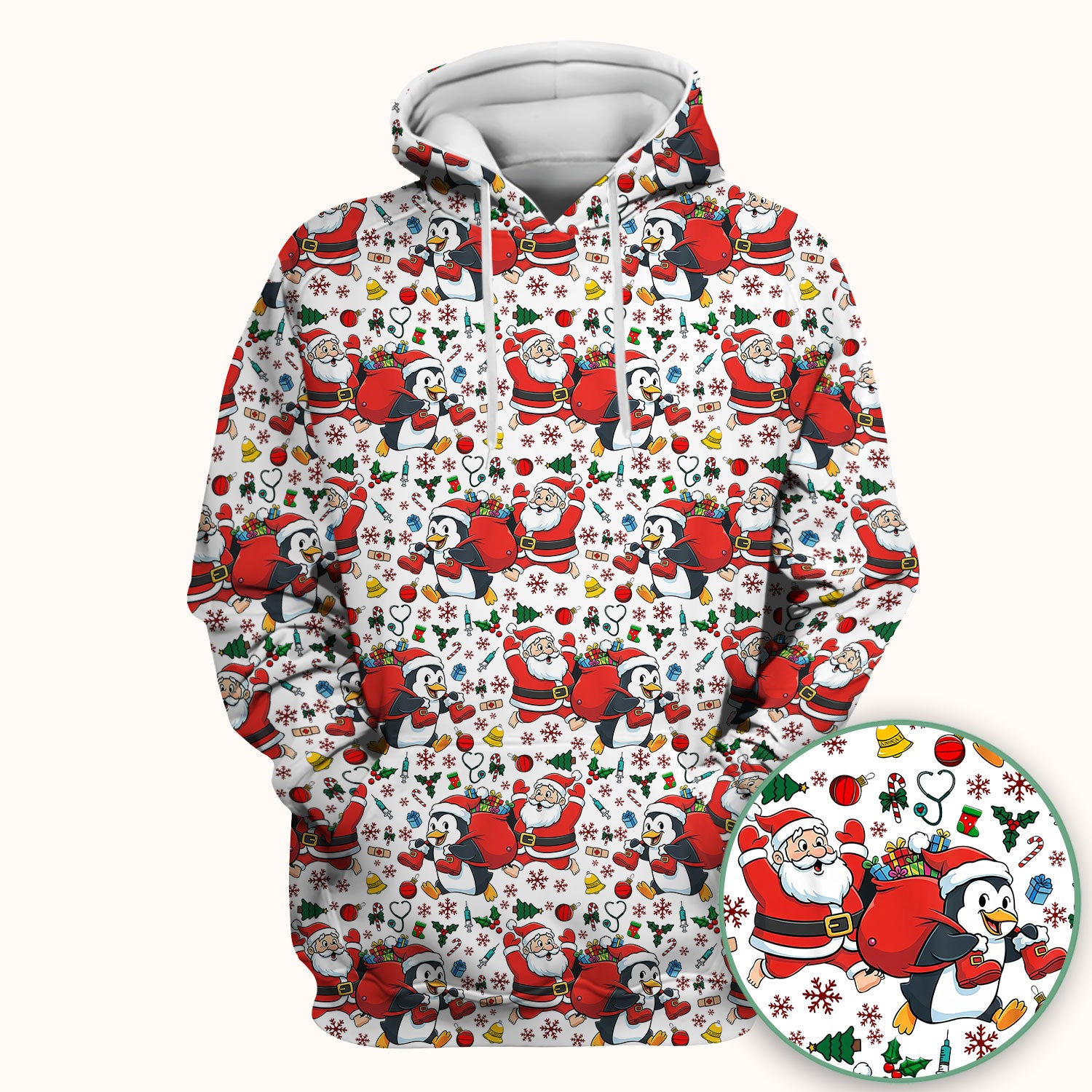 Funny Penguin Christmas Scrub Top - Santa Holiday Nurse Uniform for Women - Medical Gift for RN CNA LPN