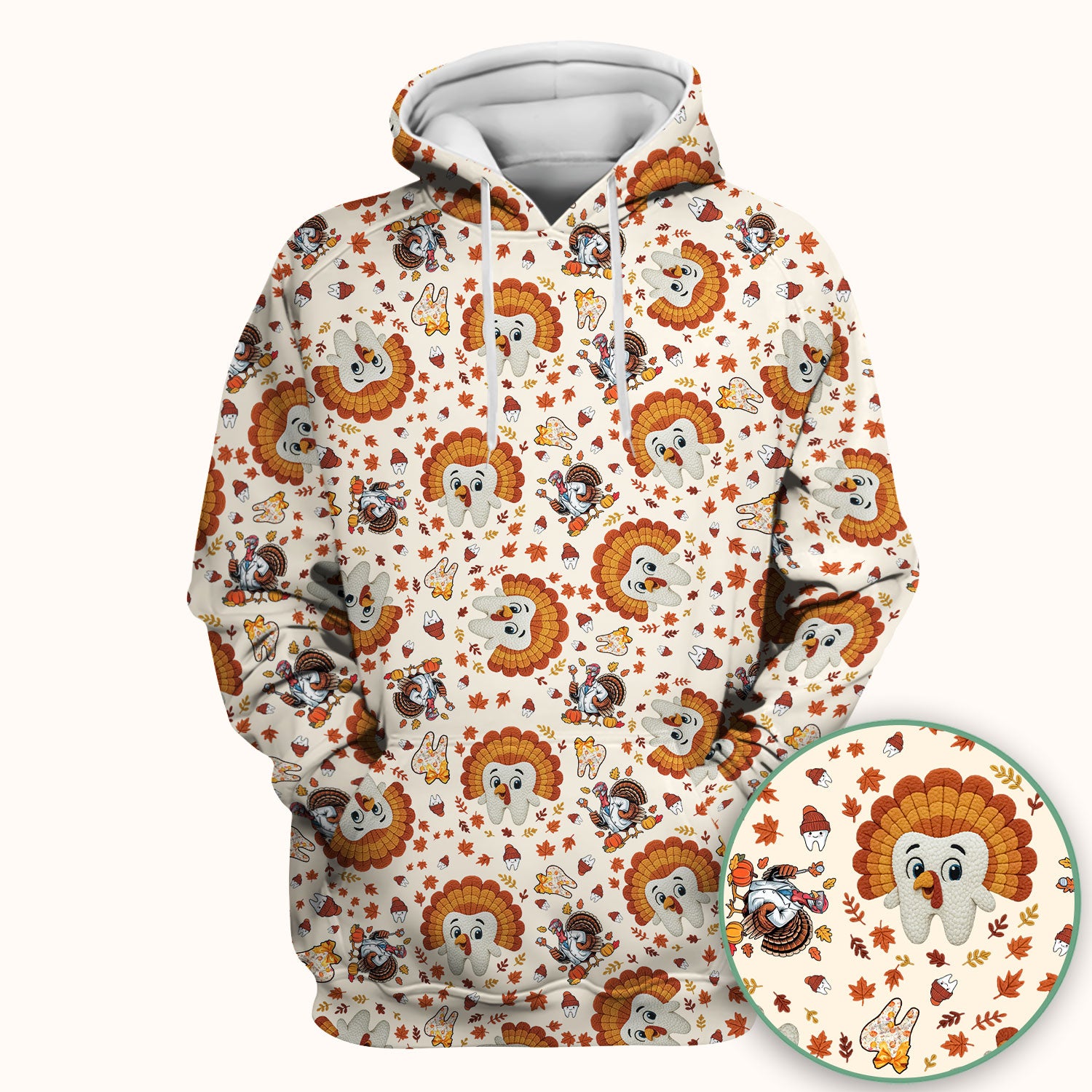 Funny Thanksgiving Tooth Scrub Top - Cute Turkey Dental Nurse Shirt - Fall Medical Uniform for Hygienists & Nurses