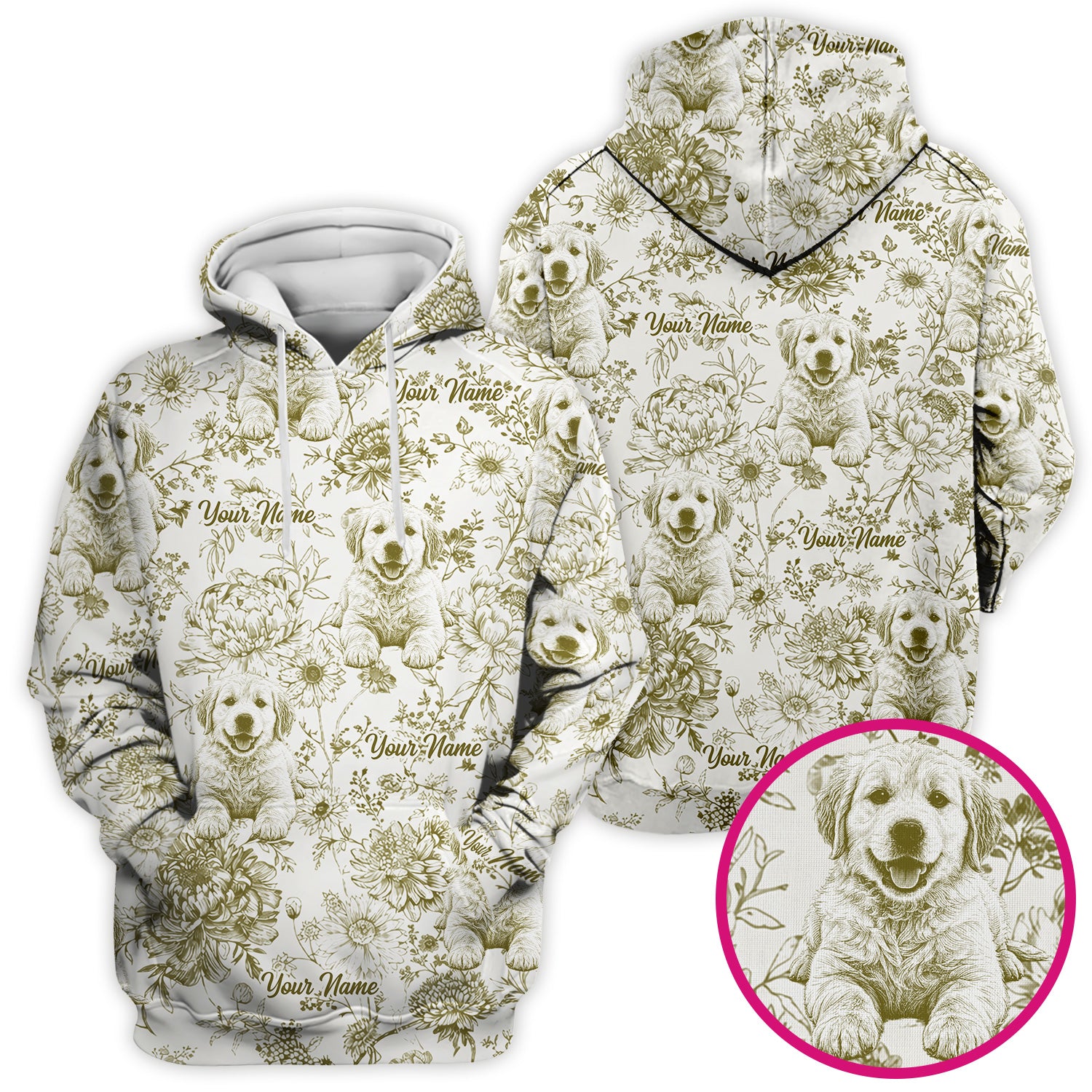 Personalized Custom Pet Photo Name Floral Pattern Scrub Top, Breathable Fabrics Nursing Uniform