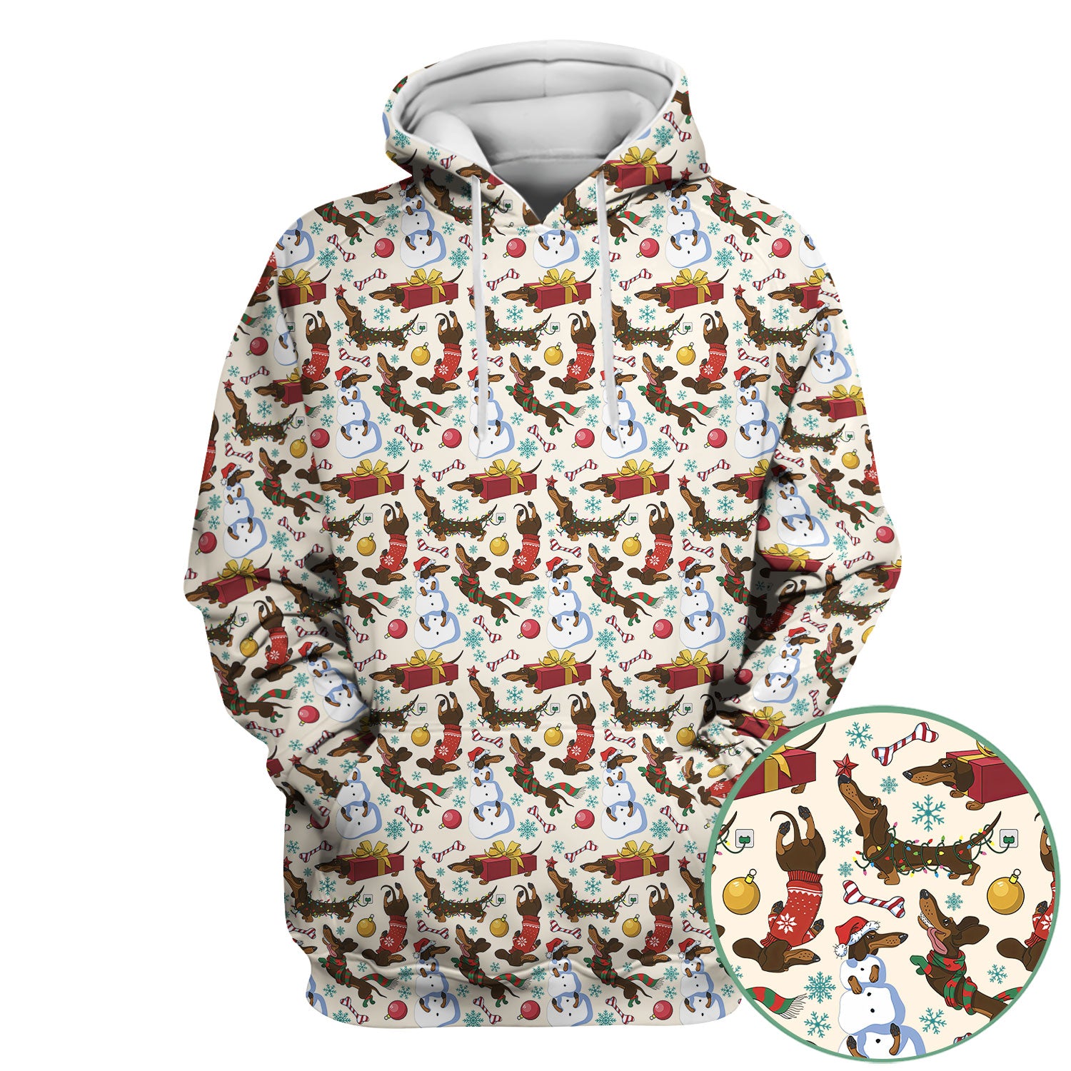 Christmas Nurse Scrubs for Women - Dachshund Dog & Snowman Print - Custom Multi Color Nursing Shirt Holiday Gift