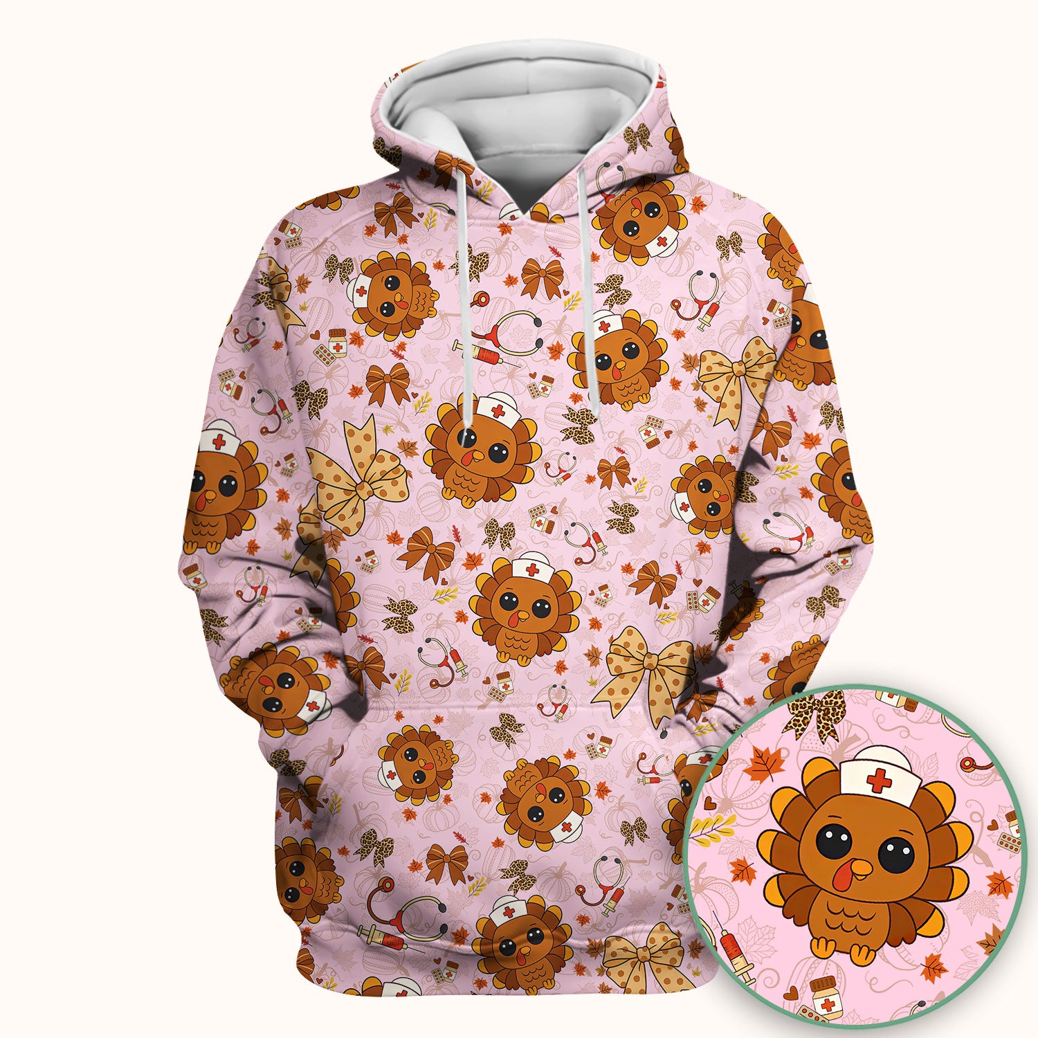 Thanksgiving Turkey Scrub for Nurses - Breathable Fabrics Nursing Uniform - Autumn Med Shirt Gift for Women