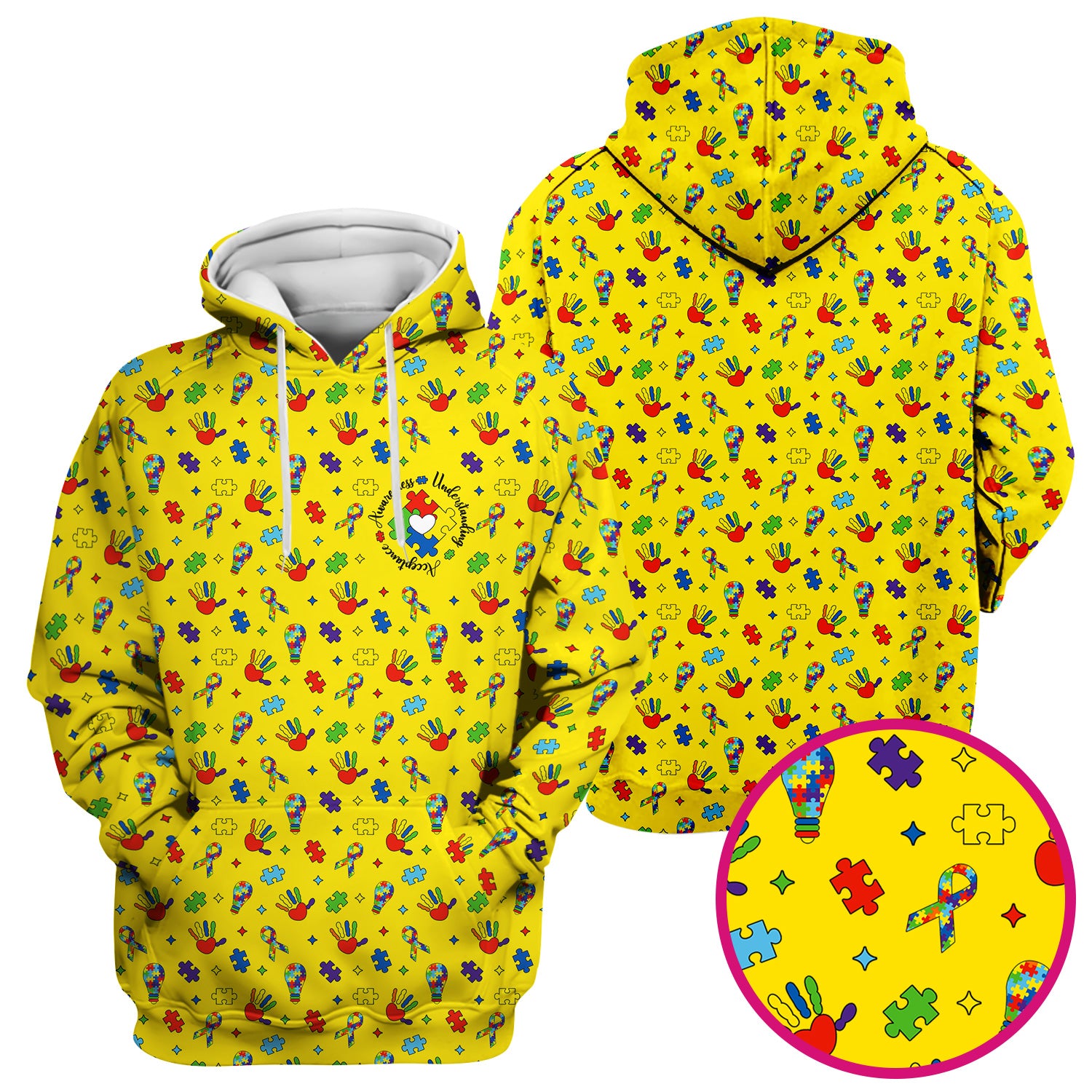 Autism Awareness Colorful Puzzle Pattern Scrub Top, Comfortable Scrubs for Nurses