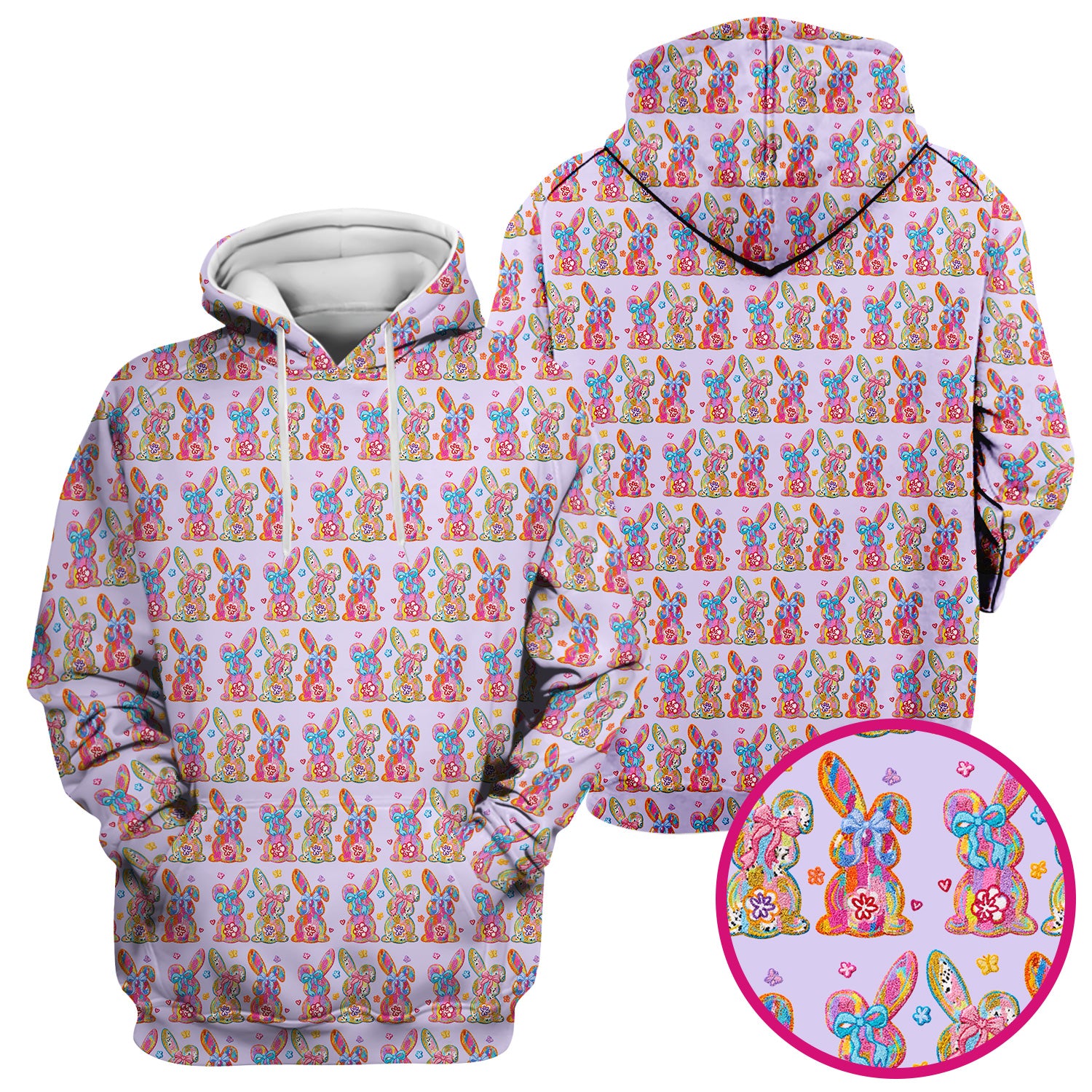 Cute Pastel Bunny Floral Pattern Scrub Top, Comfortable Scrubs for Nurses, Easter