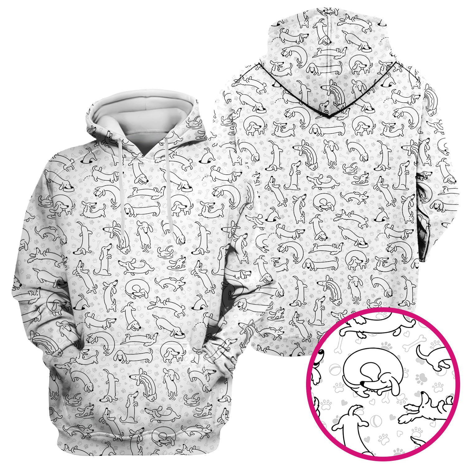 Playful Dachshund Dog Line Art Print Scrub Top, Comfortable Scrubs for Nurses