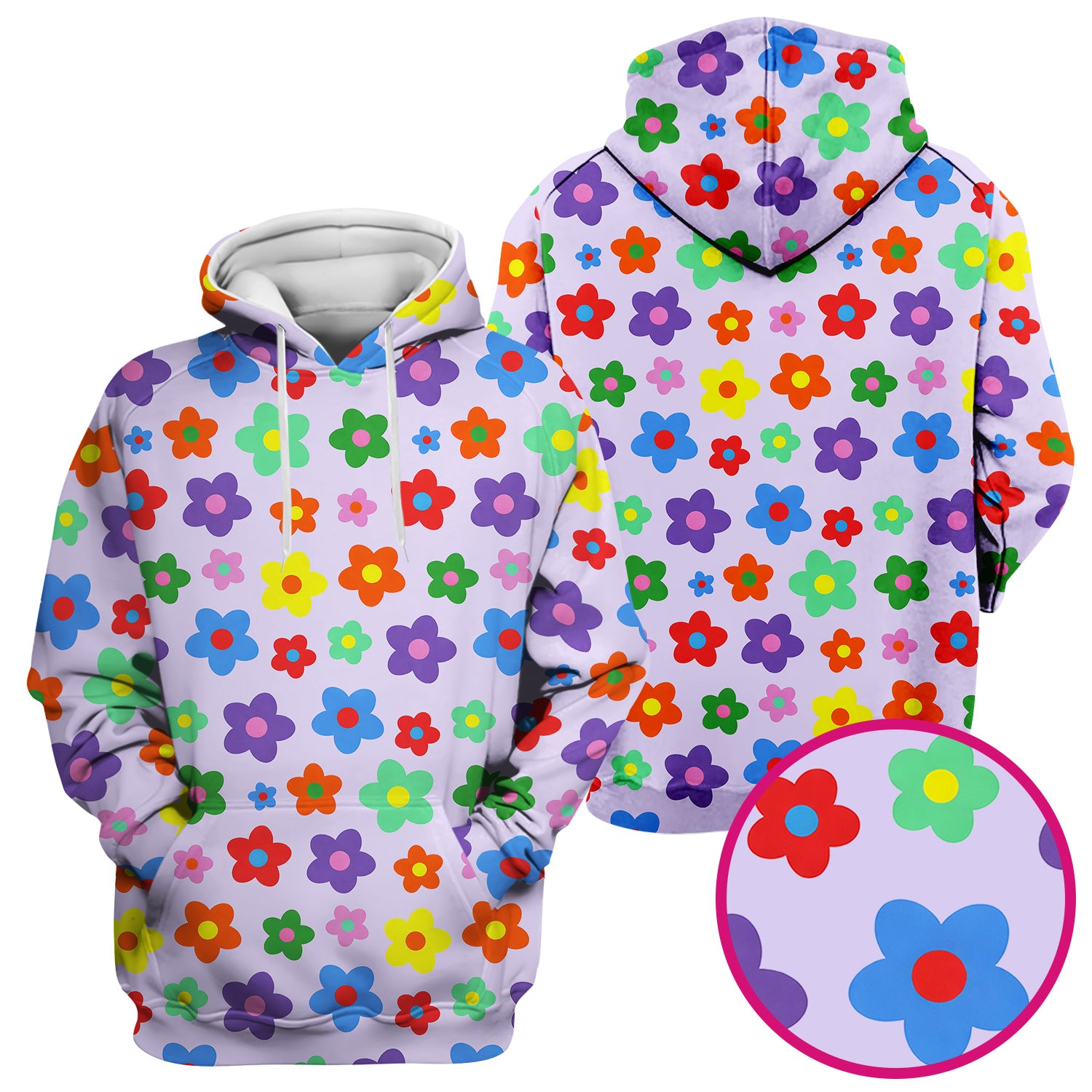 Colorful Retro Flower Pattern Print Scrub Top, Breathable Fabrics Nursing Uniform