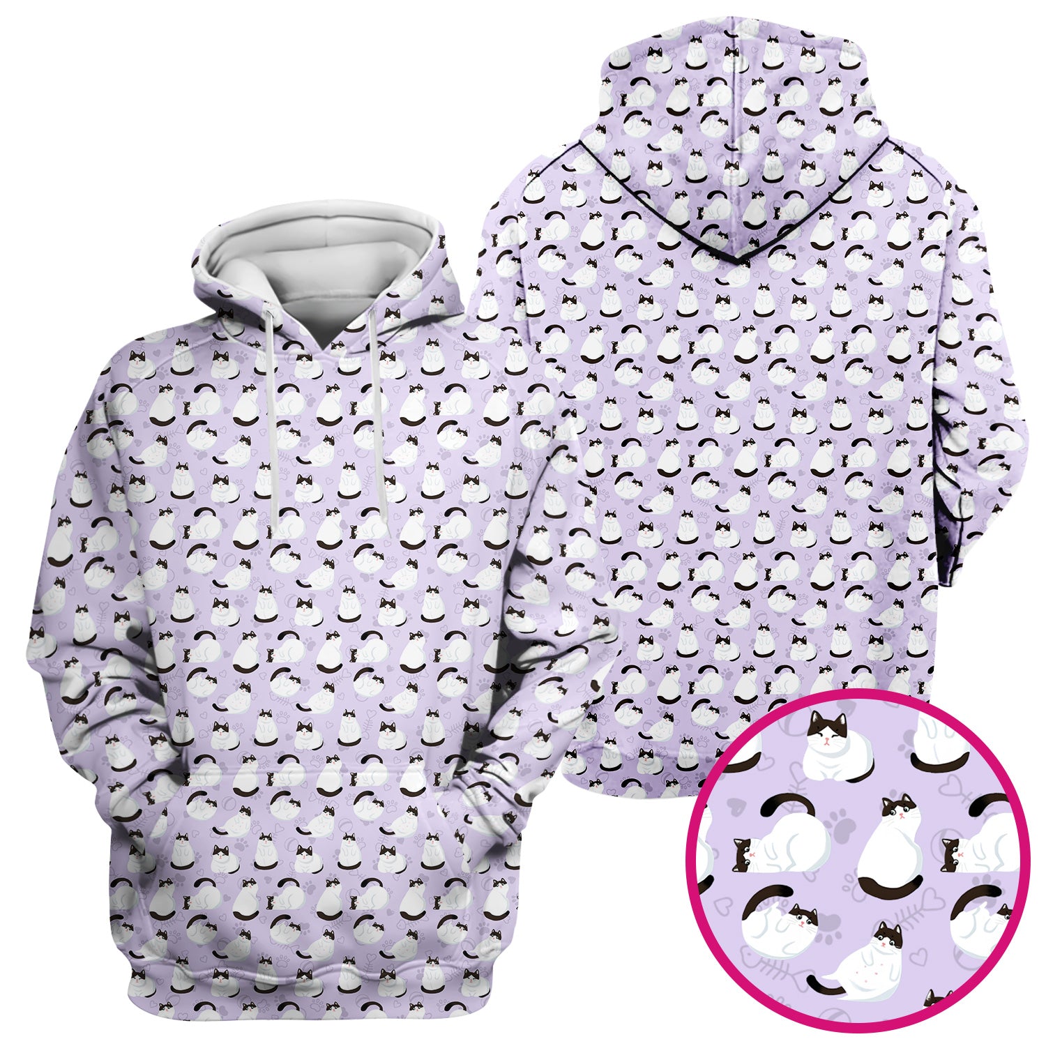 Cute Cat Pattern Medical Scrub Top, Breathable Fabrics Nursing Uniform