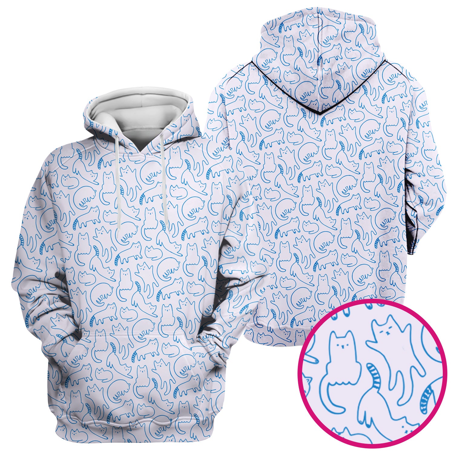 Artistic Cat Pattern Medical Scrub Top, Breathable Fabrics Nursing Uniform
