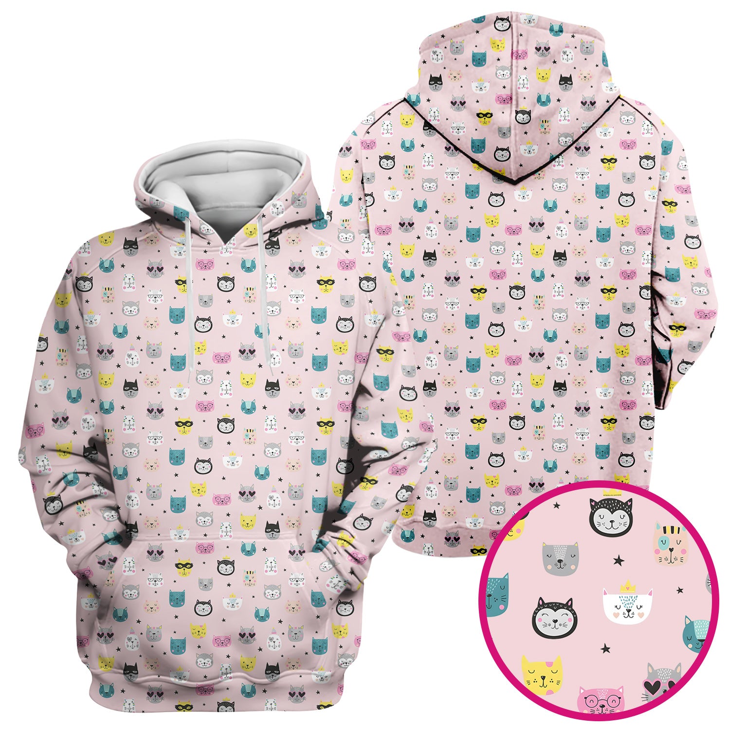 Cute Colorful Cat Pattern Scrub Top, Comfortable Scrubs for Nurses