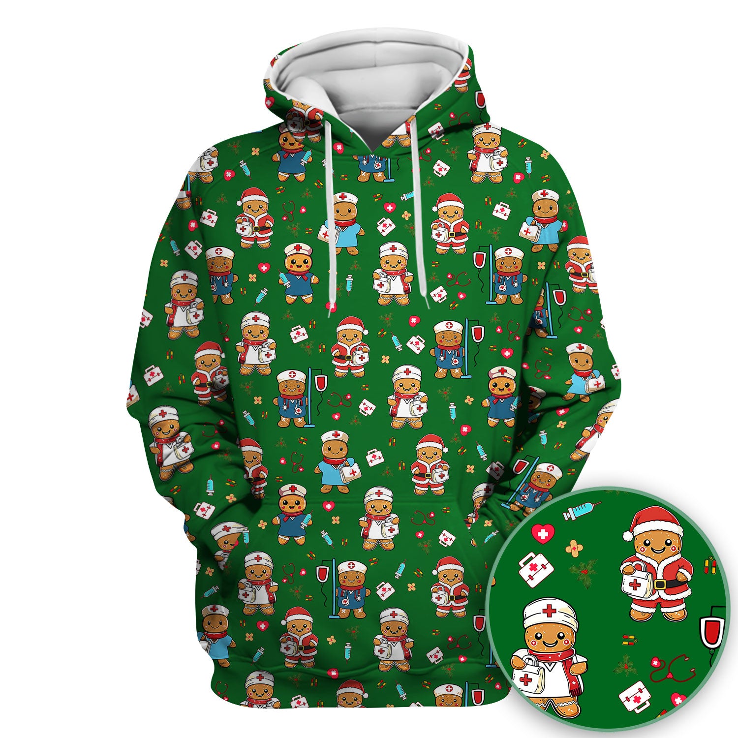Christmas Gingerbread Nurse Scrub Top for Women - Cute Holiday Medical Uniform - Funny Shirt for RN LPN CNA Xmas Gift