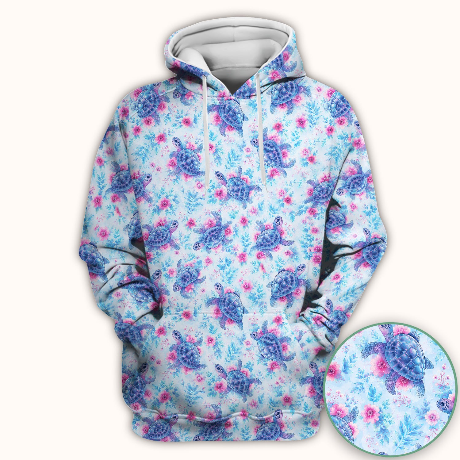 Cute Sea Turtle Floral Print Scrub Top, Comfortable Scrubs for Nurses