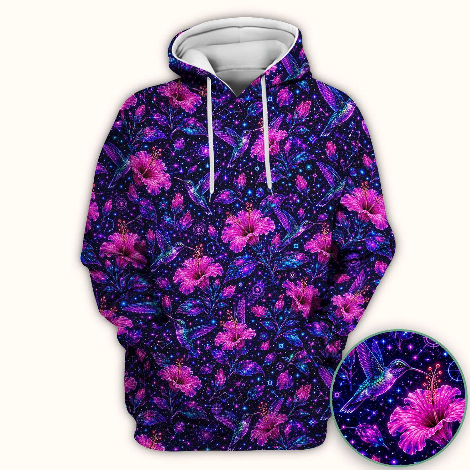 Galaxy Floral Hummingbird Nurse Pattern Scrub Top, Comfortable Scrubs for Nurses