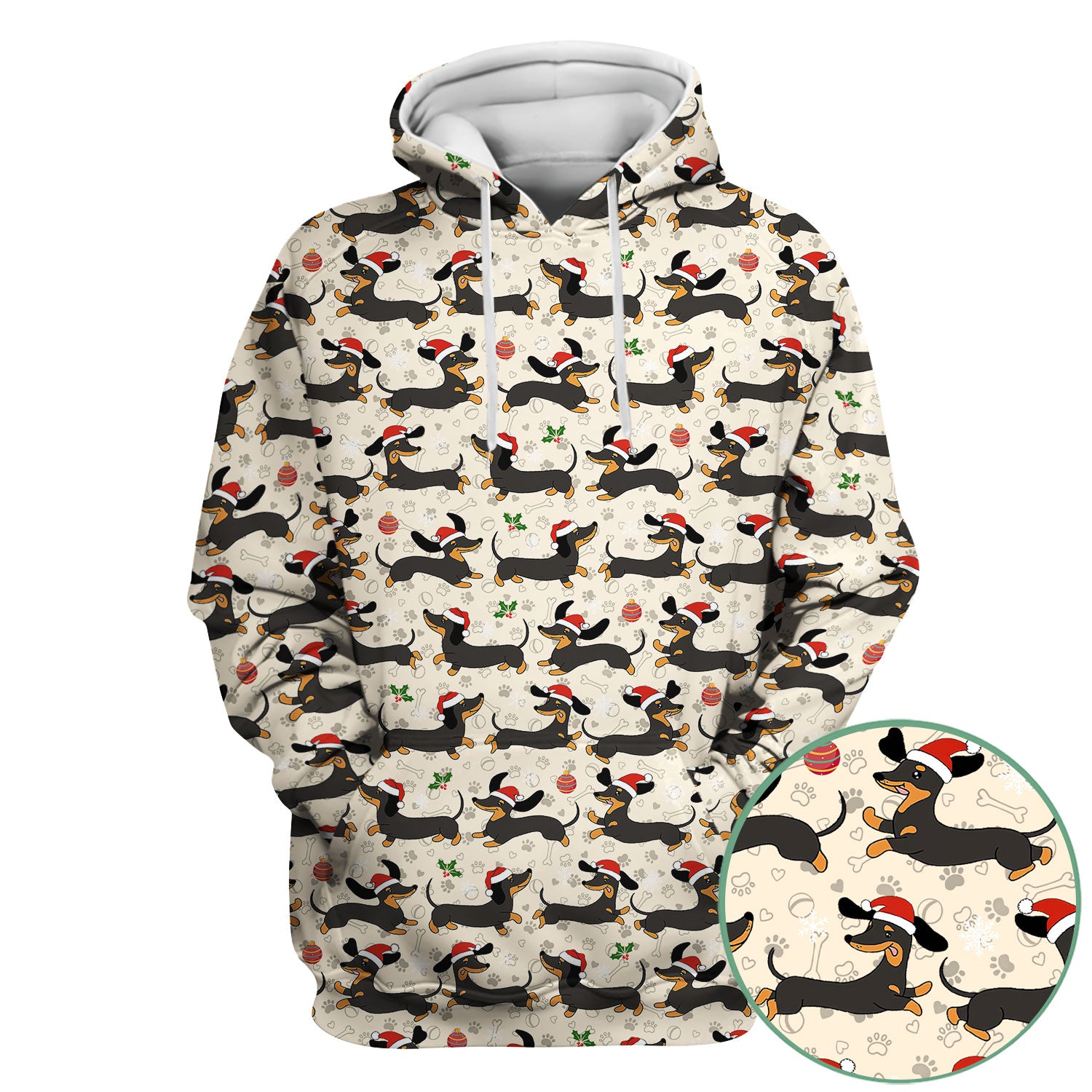 Christmas Wiener Dog Scrub Top - Cute Dachshund in Santa Hat - Funny Holiday Nurse Shirt for Women RN LPN CNA Medical Gift