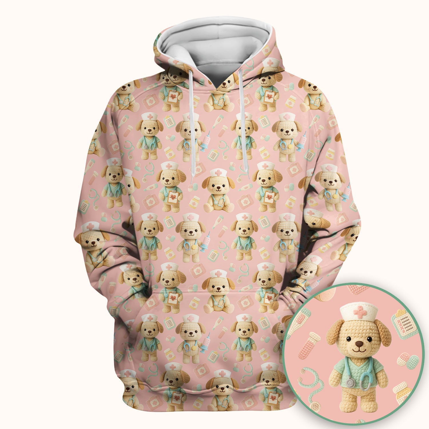 Cute Labrador Scrub Top for Nurse - Pastel Crochet Dog Medical Scrubs - Adorable Puppy Med Uniform Gift for Women