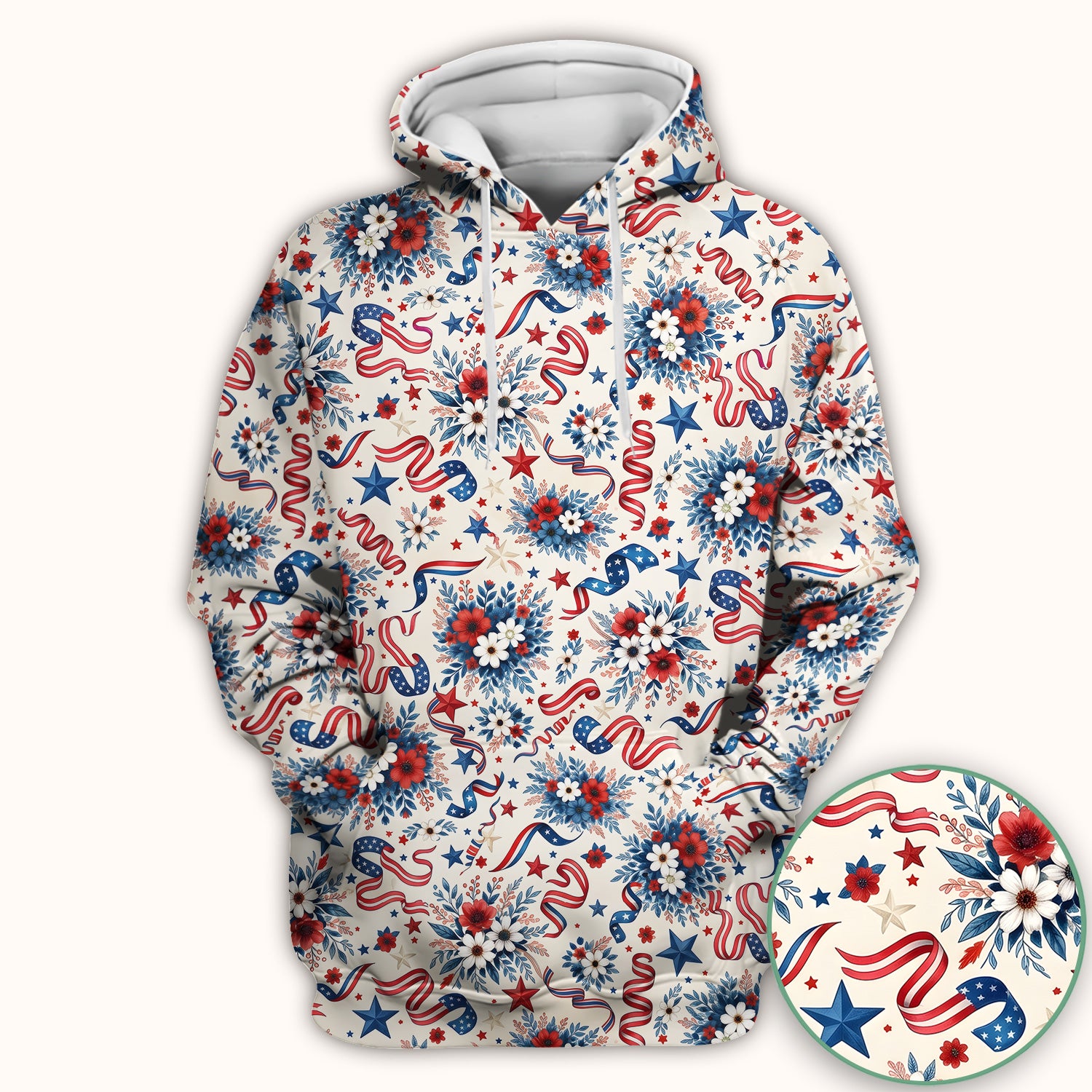 Patriotic Floral Ribbon Nurse for RN & CNA, Americana Healthcare Workers Uniform Scrub Top, Comfortable Scrubs for Nurses