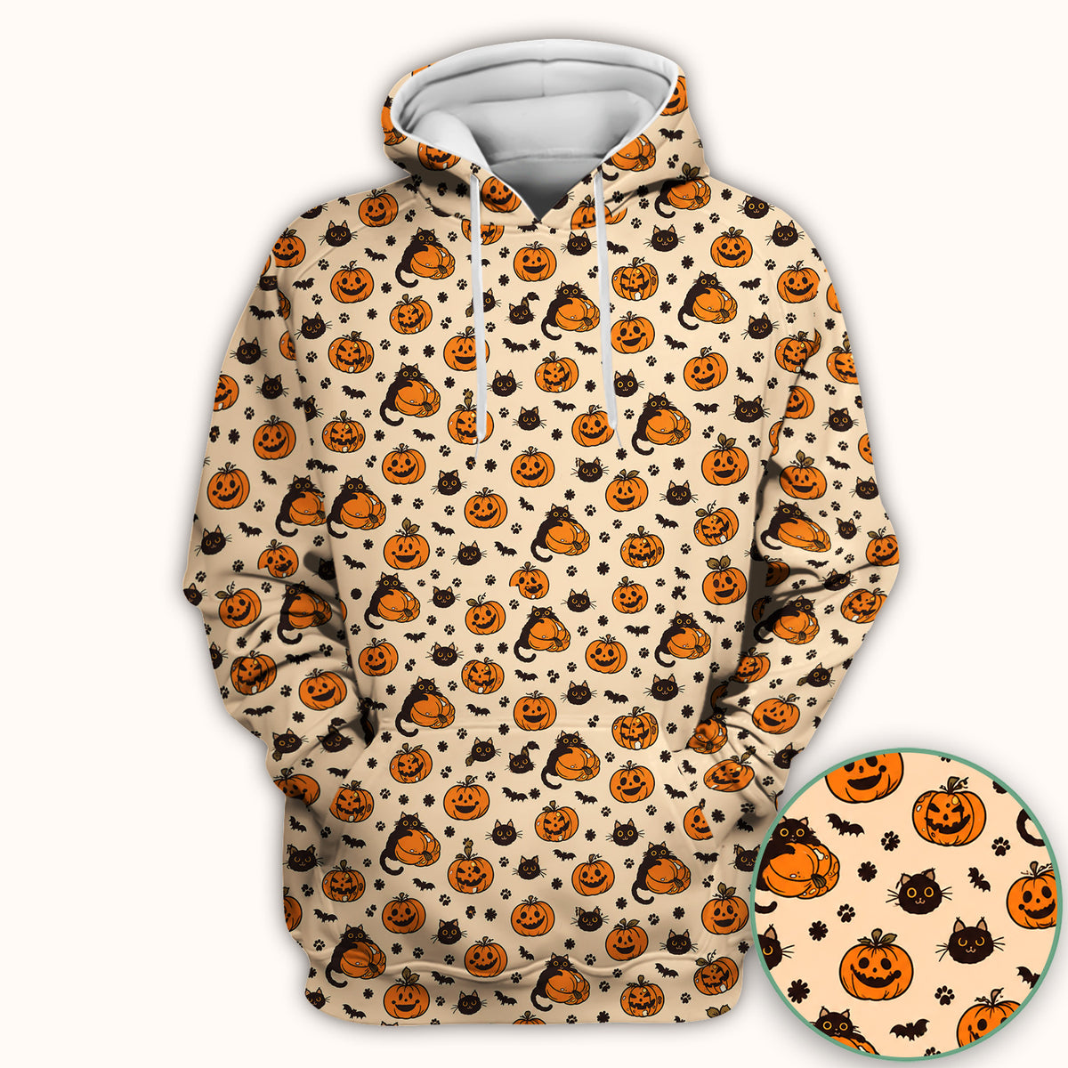 Cute Halloween Black Cat And Pumpkins Scrub Top, Comfortable Scrubs for Nurses