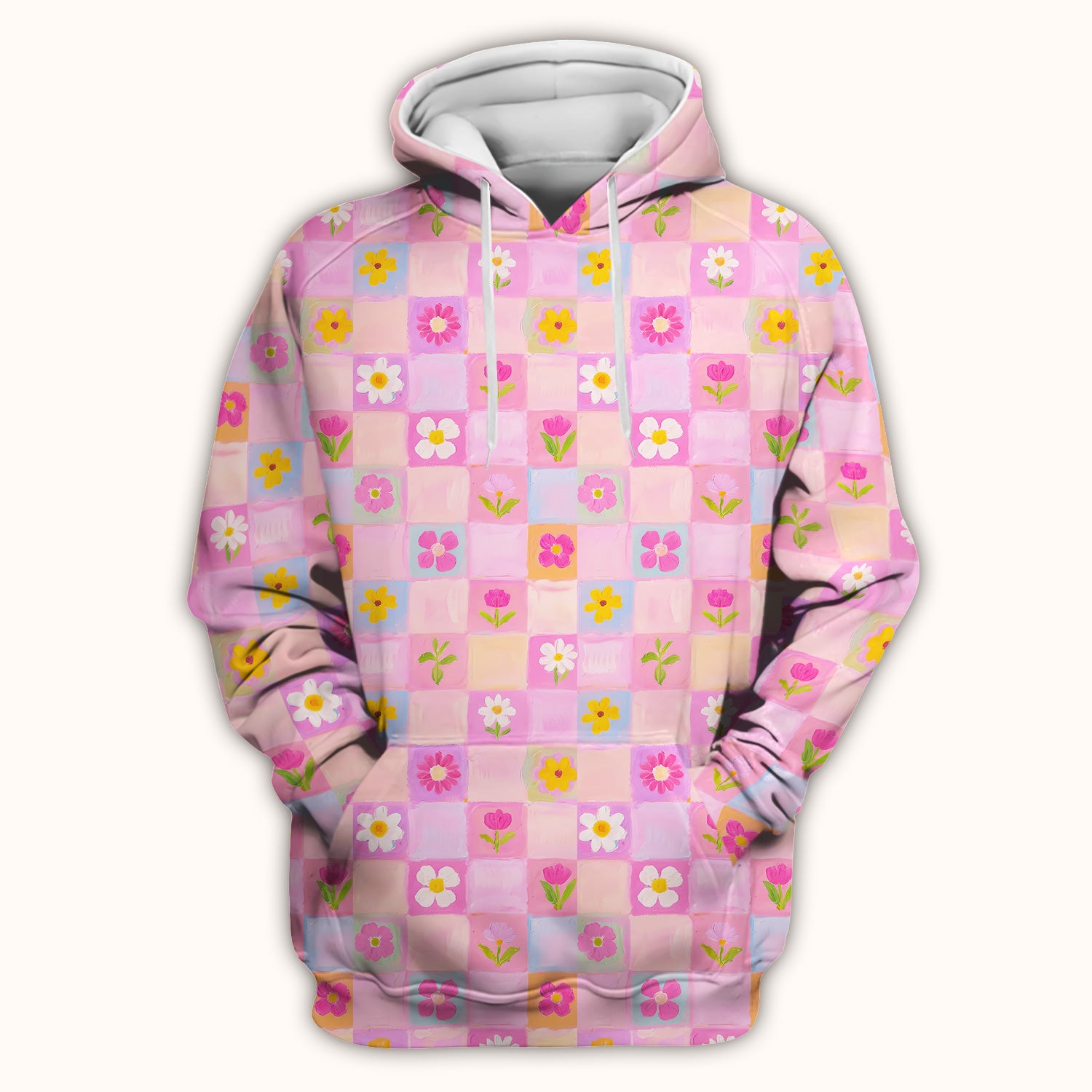 Colorful Mixed Flowers Pattern Scrubs Top, Comfortable Scrubs for Nurses