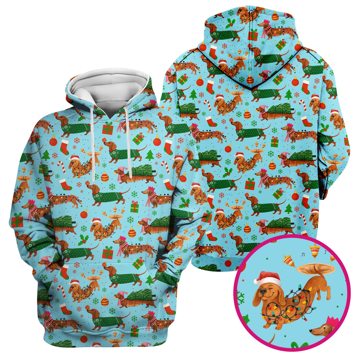 Funny Christmas Dog Scrub Top - Dachshund Multi Color Scrub Shirt - Holiday Scrubs Gift for Nurse, CNA, RN, Doctor, Medical Staff