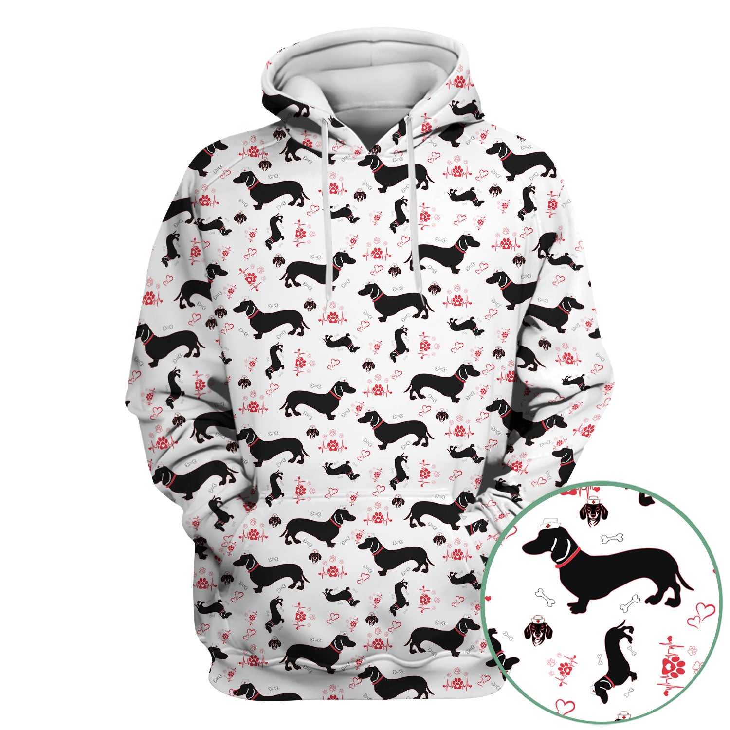 Dachshund Scrub Top - Cute Dog Print Scrubs for Women, Men Multi Color - Animal Scrub Shirt Gift for Nurse, CNA, RN, Doctor