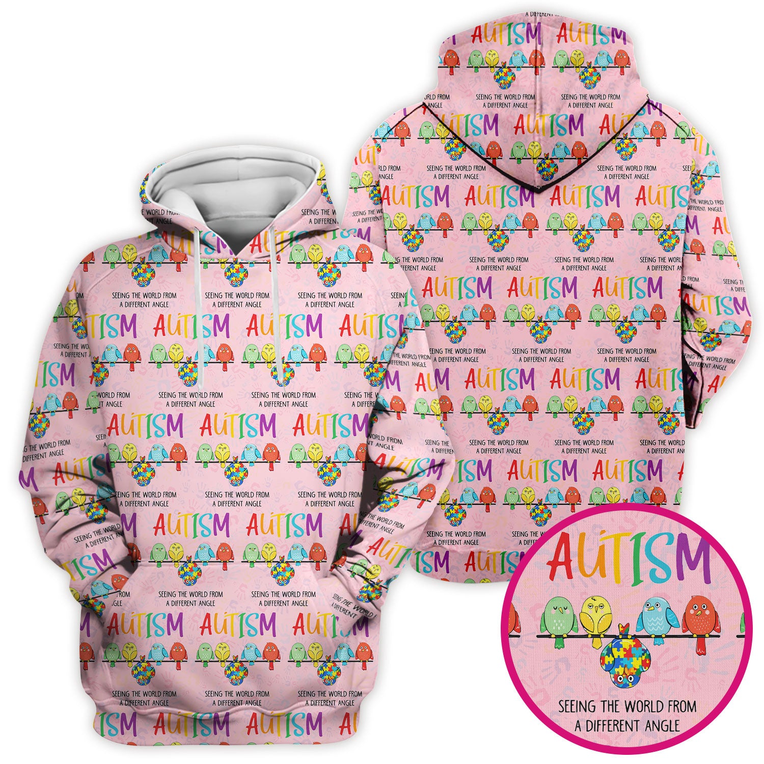 Autism Seeing The World From A Different Angle Birds Scrub Top ,Comfortable Scrubs for Nurses