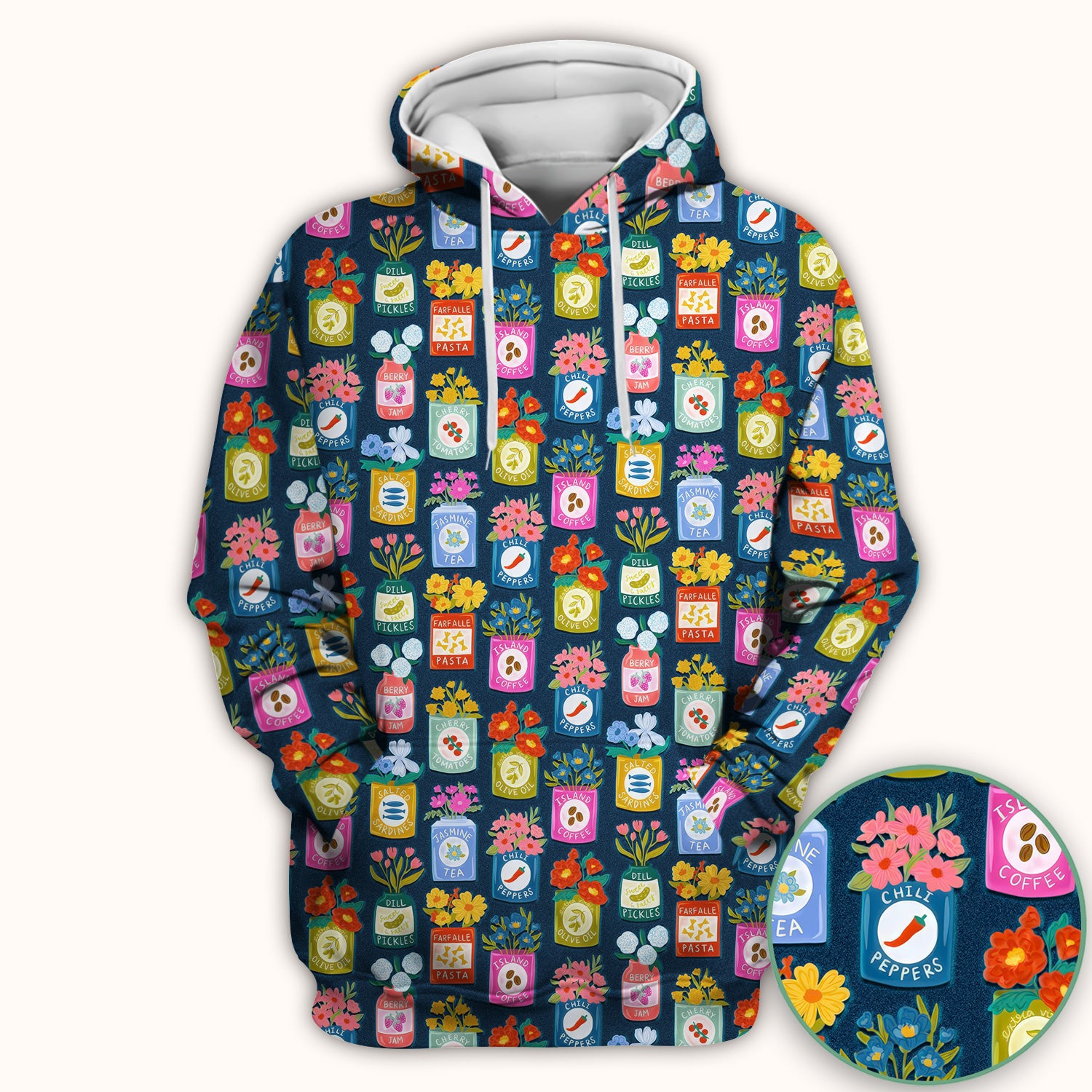 Colorful Pantry Jars Flowers Pattern Scrubs Top, Comfortable Scrubs for Nurses